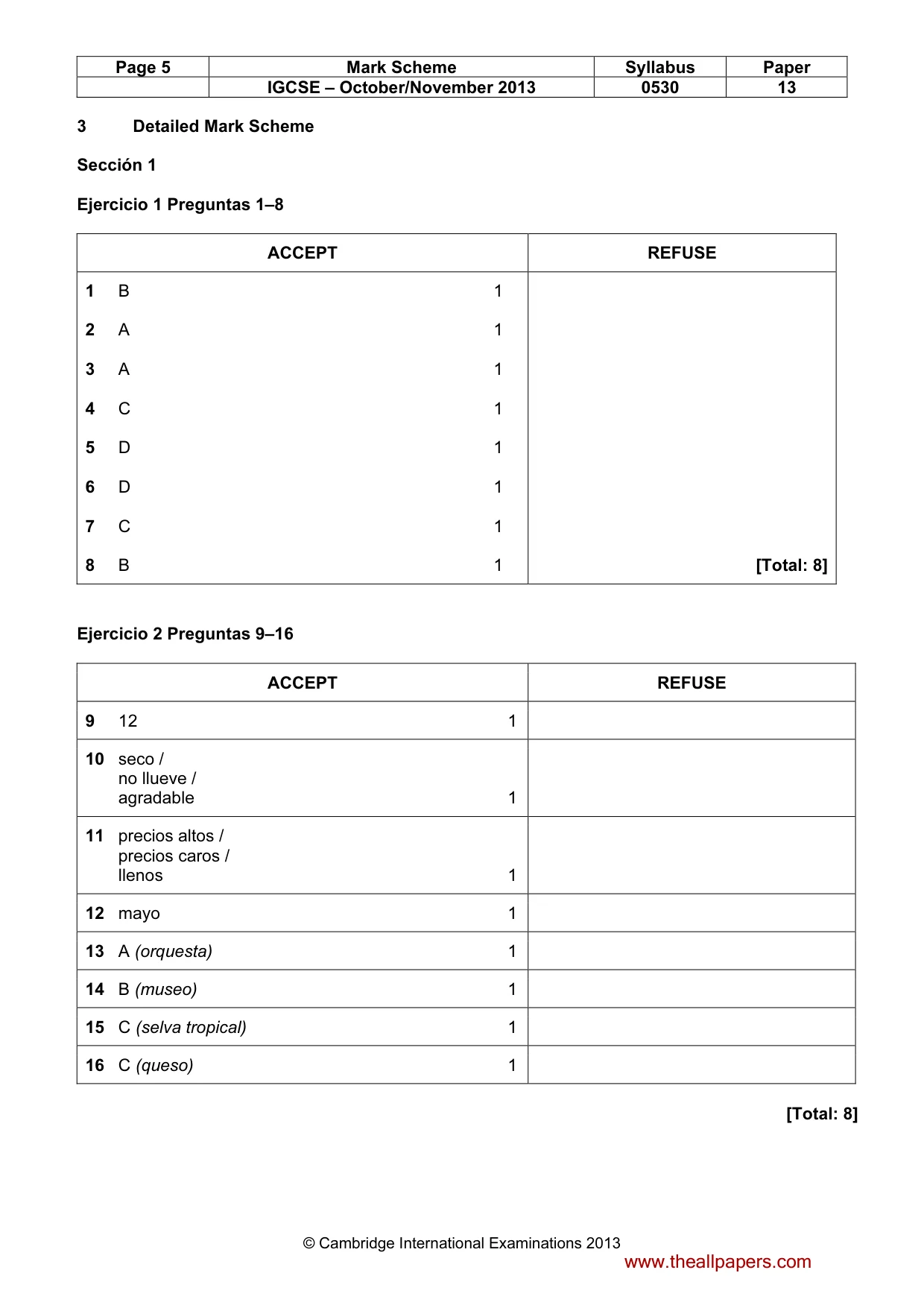 Mark scheme, page 5 of 9