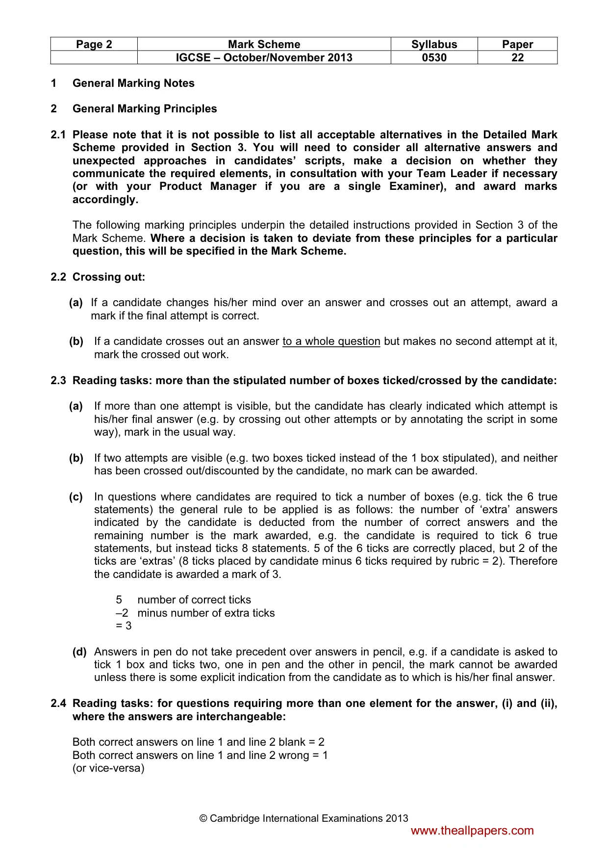 Mark scheme, page 2 of 13