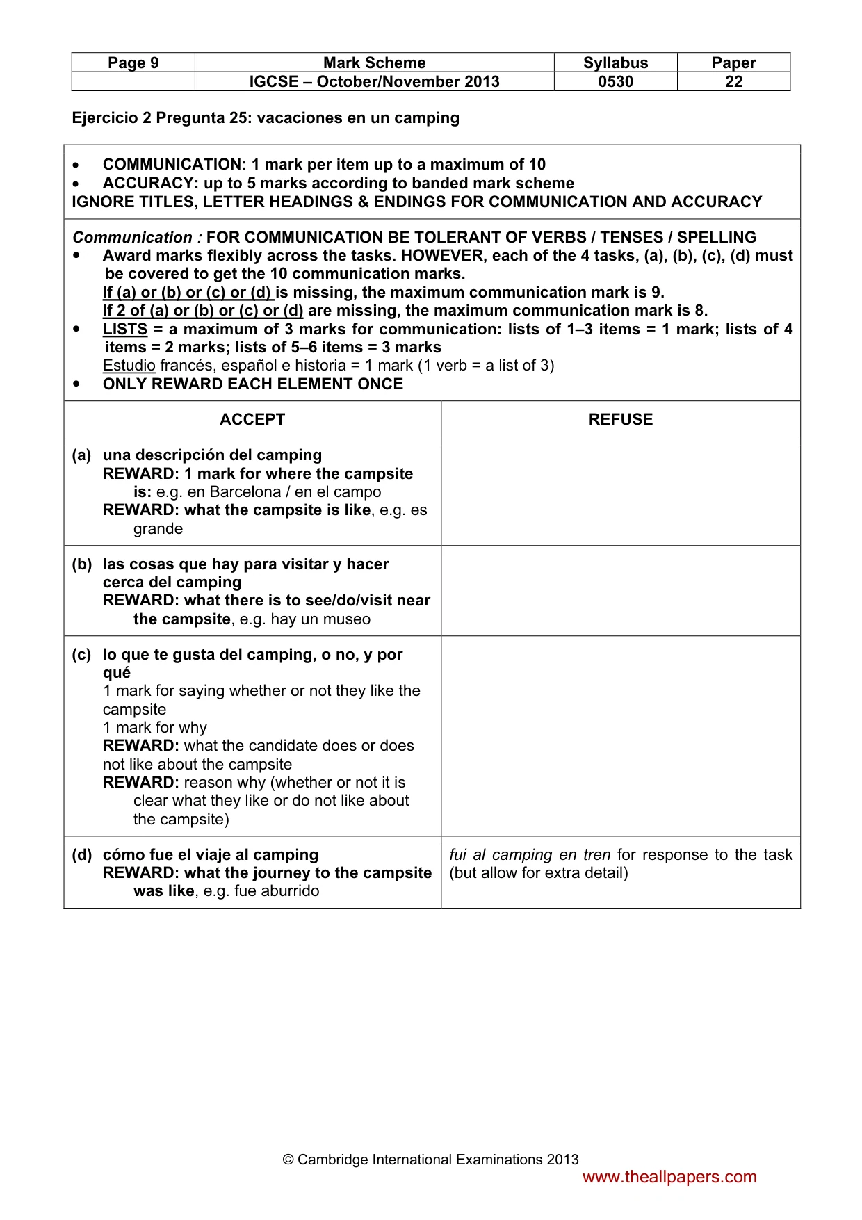 Mark scheme, page 9 of 13