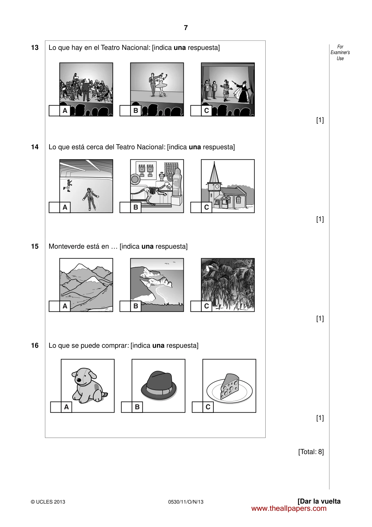 Cambridge IGCSE Spanish - Foreign Language 0530 2013 Oct/Nov Paper 1 · Variant 1 question paper, page 7 of 12