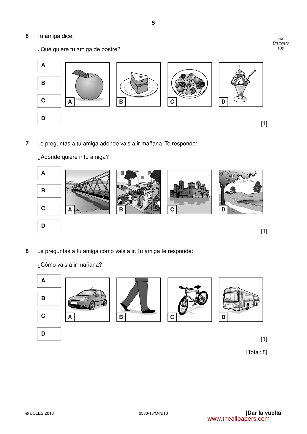 Cambridge IGCSE Spanish - Foreign Language 0530 2013 Oct/Nov Paper 1 · Variant 3 question paper, page 5 of 12