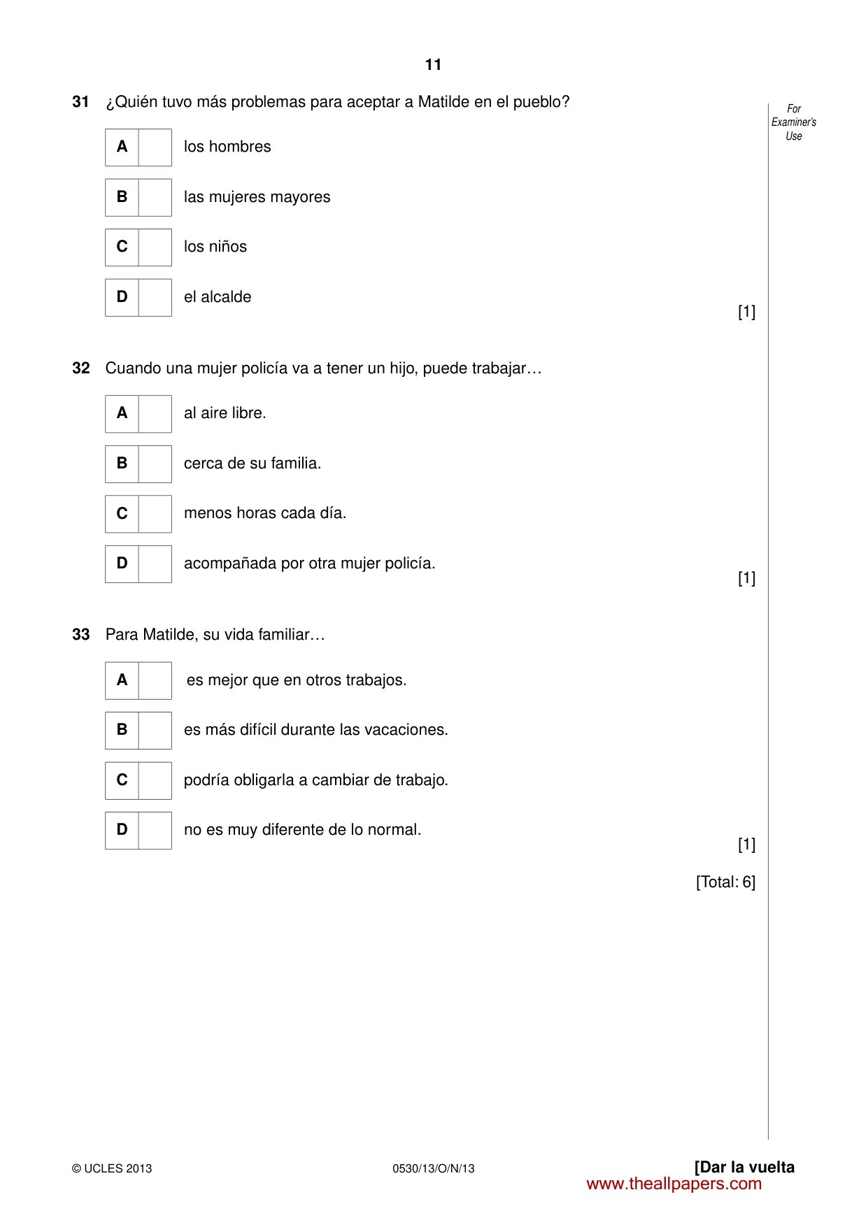 Cambridge IGCSE Spanish - Foreign Language 0530 2013 Oct/Nov Paper 1 · Variant 3 question paper, page 11 of 12