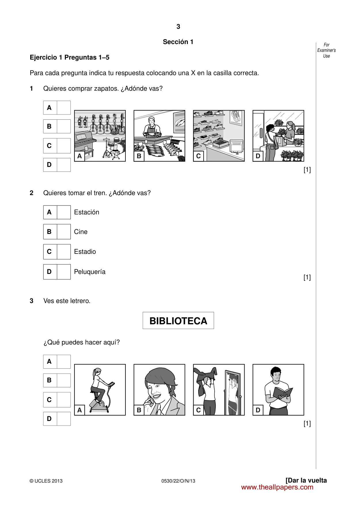 Cambridge IGCSE Spanish - Foreign Language 0530 2013 Oct/Nov Paper 2 · Variant 2 question paper, page 3 of 20