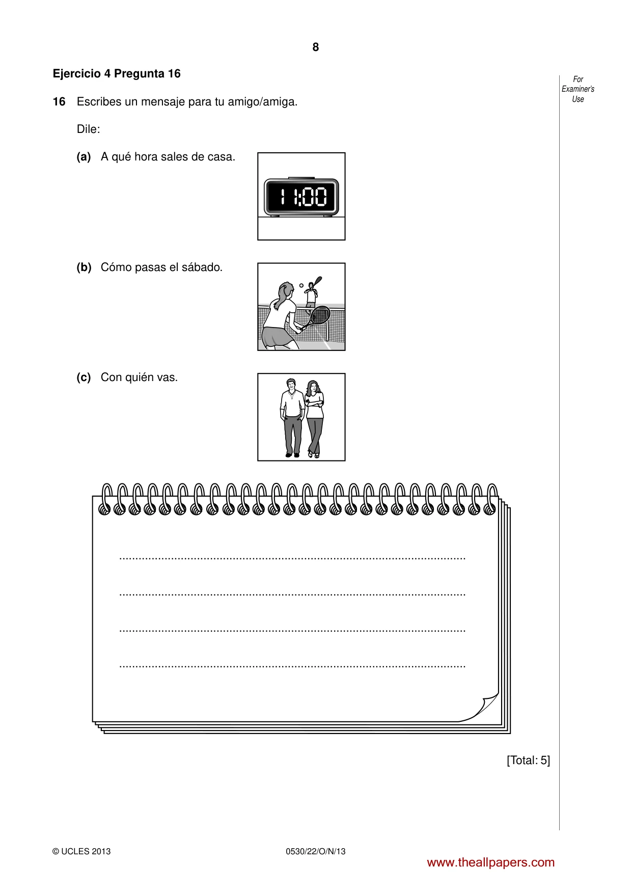 Cambridge IGCSE Spanish - Foreign Language 0530 2013 Oct/Nov Paper 2 · Variant 2 question paper, page 8 of 20