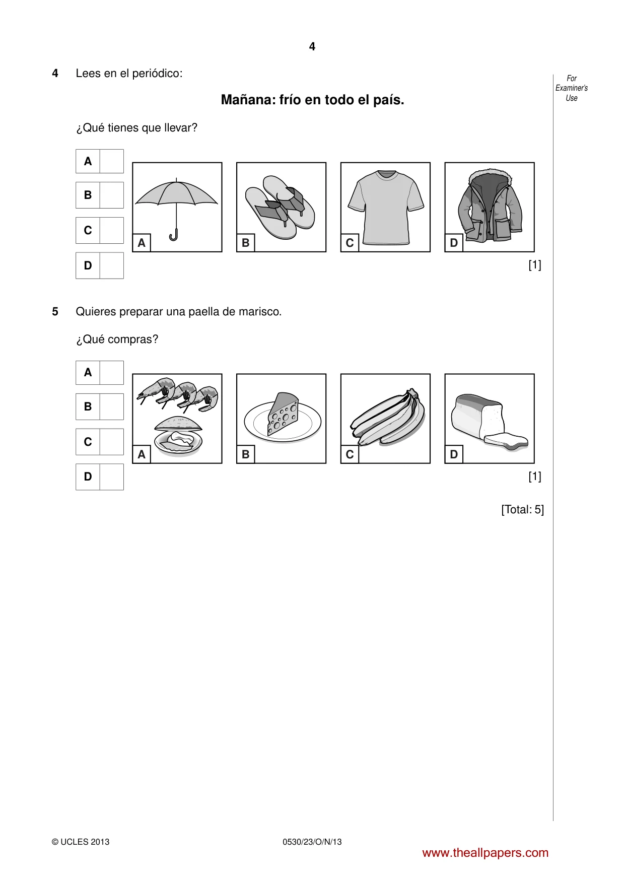 Cambridge IGCSE Spanish - Foreign Language 0530 2013 Oct/Nov Paper 2 · Variant 3 question paper, page 4 of 20