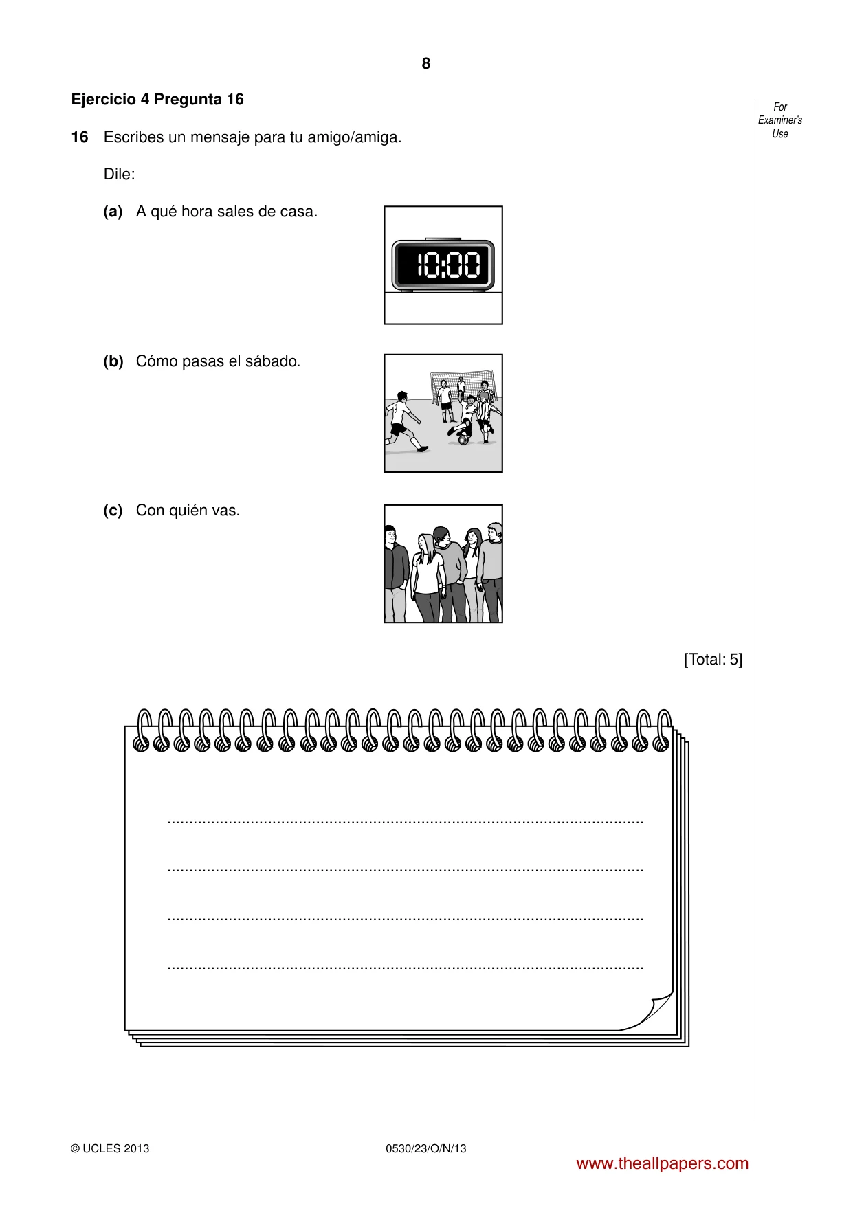 Cambridge IGCSE Spanish - Foreign Language 0530 2013 Oct/Nov Paper 2 · Variant 3 question paper, page 8 of 20