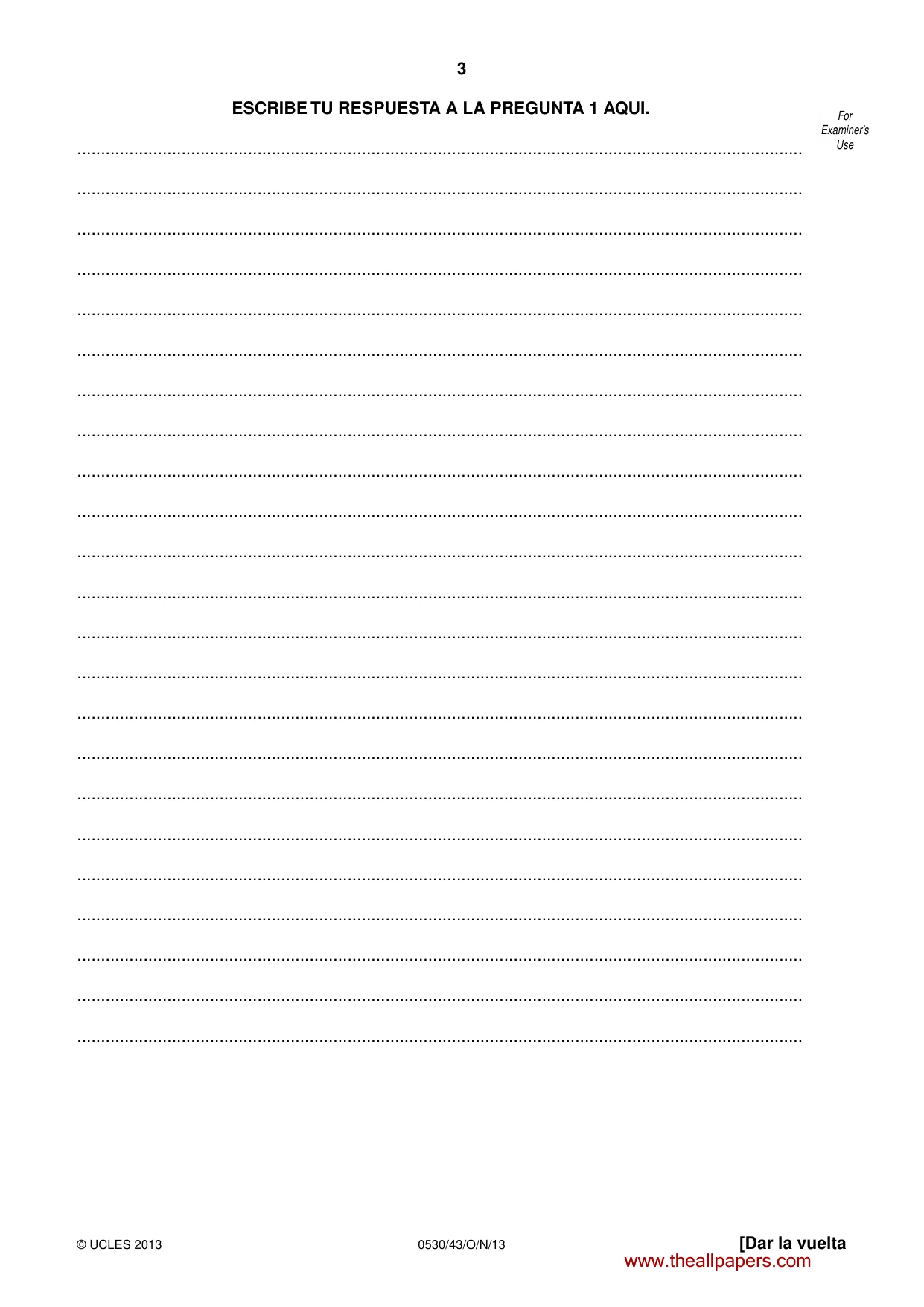 Cambridge IGCSE Spanish - Foreign Language 0530 2013 Oct/Nov Paper 4 · Variant 3 question paper, page 3 of 4