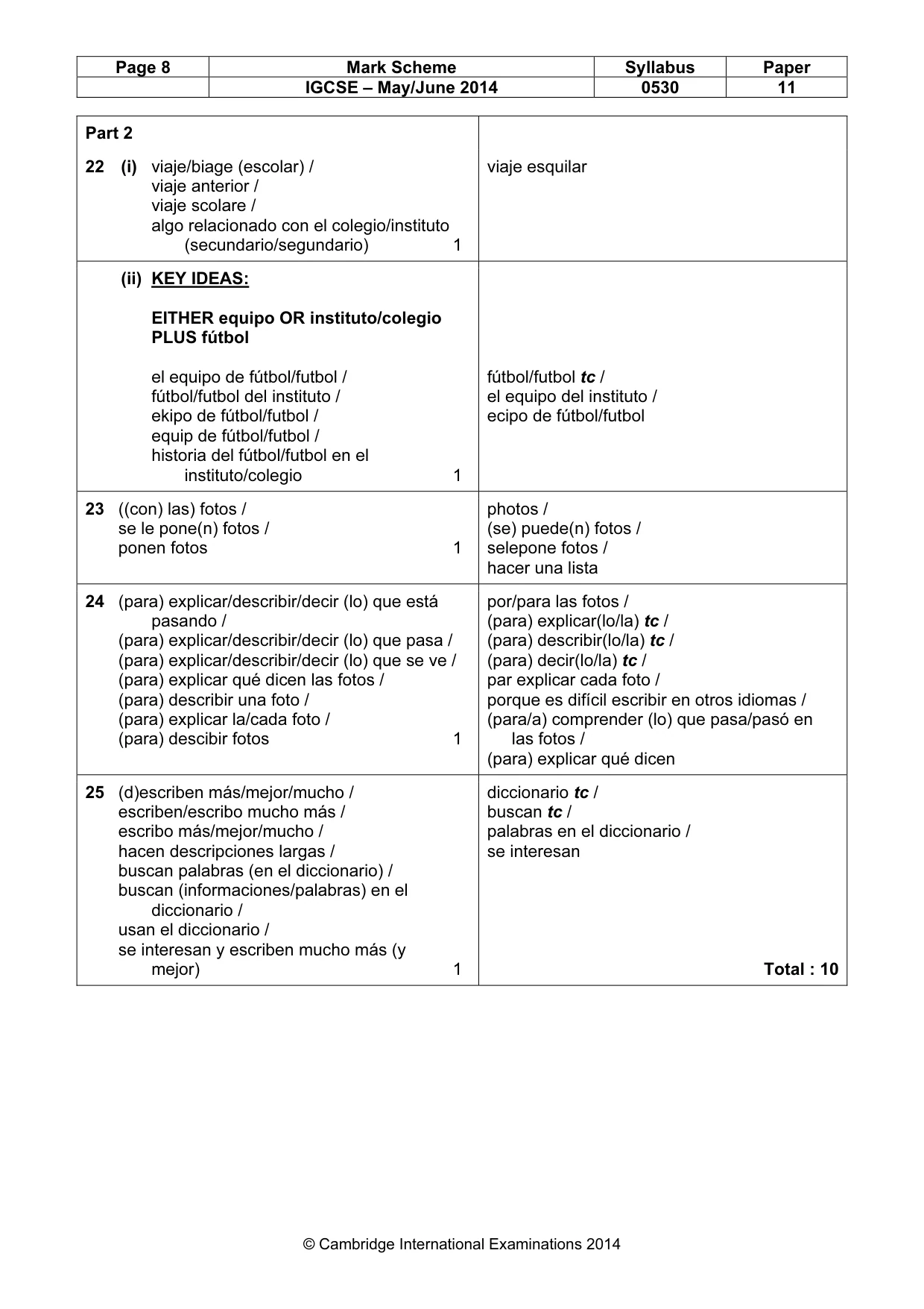 Mark scheme, page 8 of 12