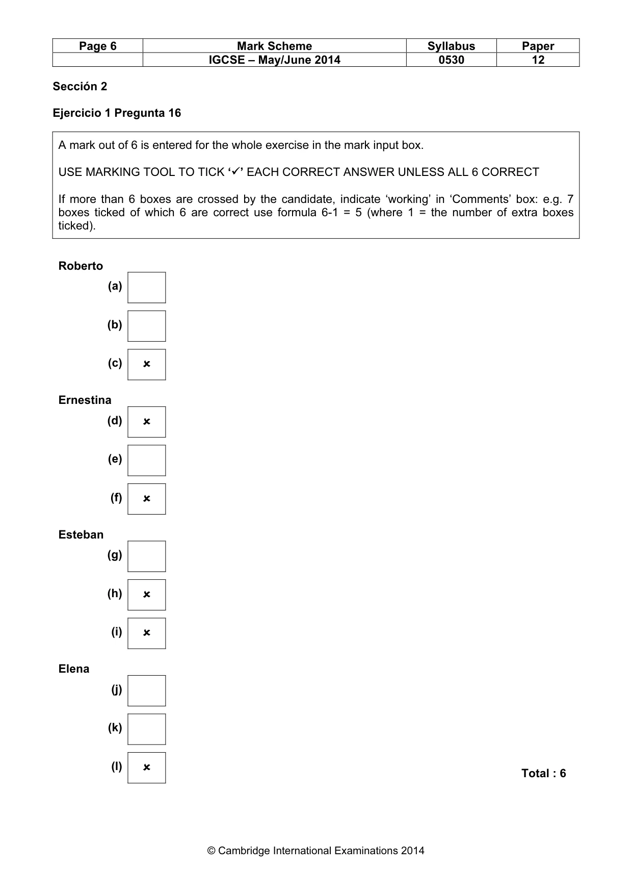 Mark scheme, page 6 of 12