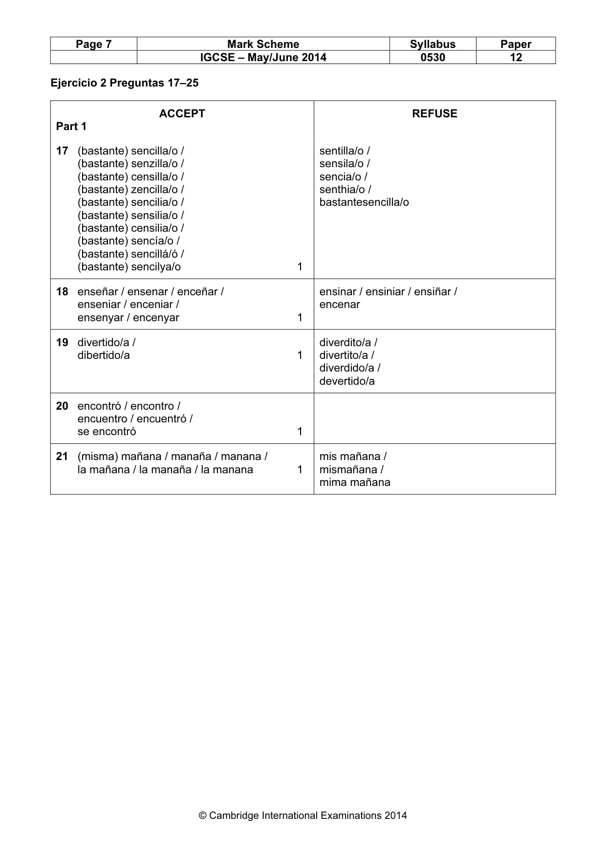 Mark scheme, page 7 of 12