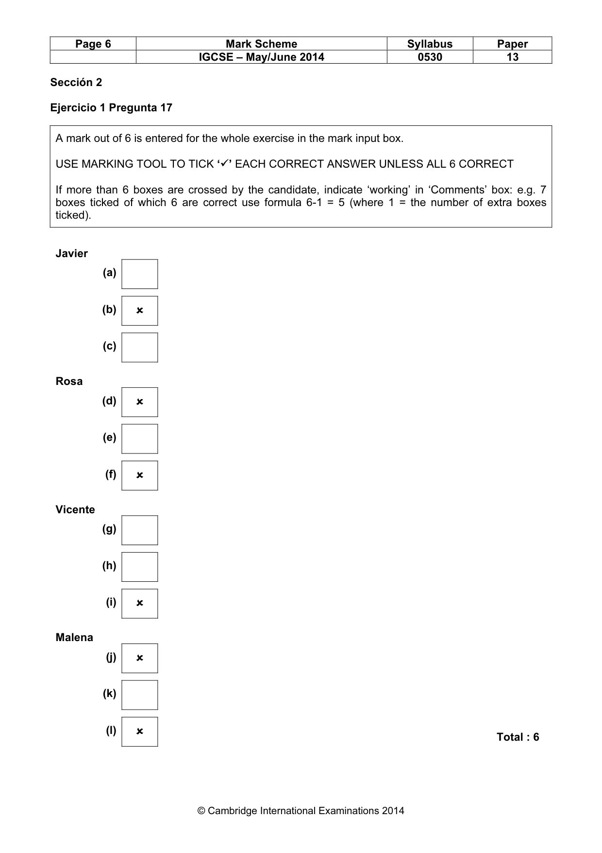 Mark scheme, page 6 of 12