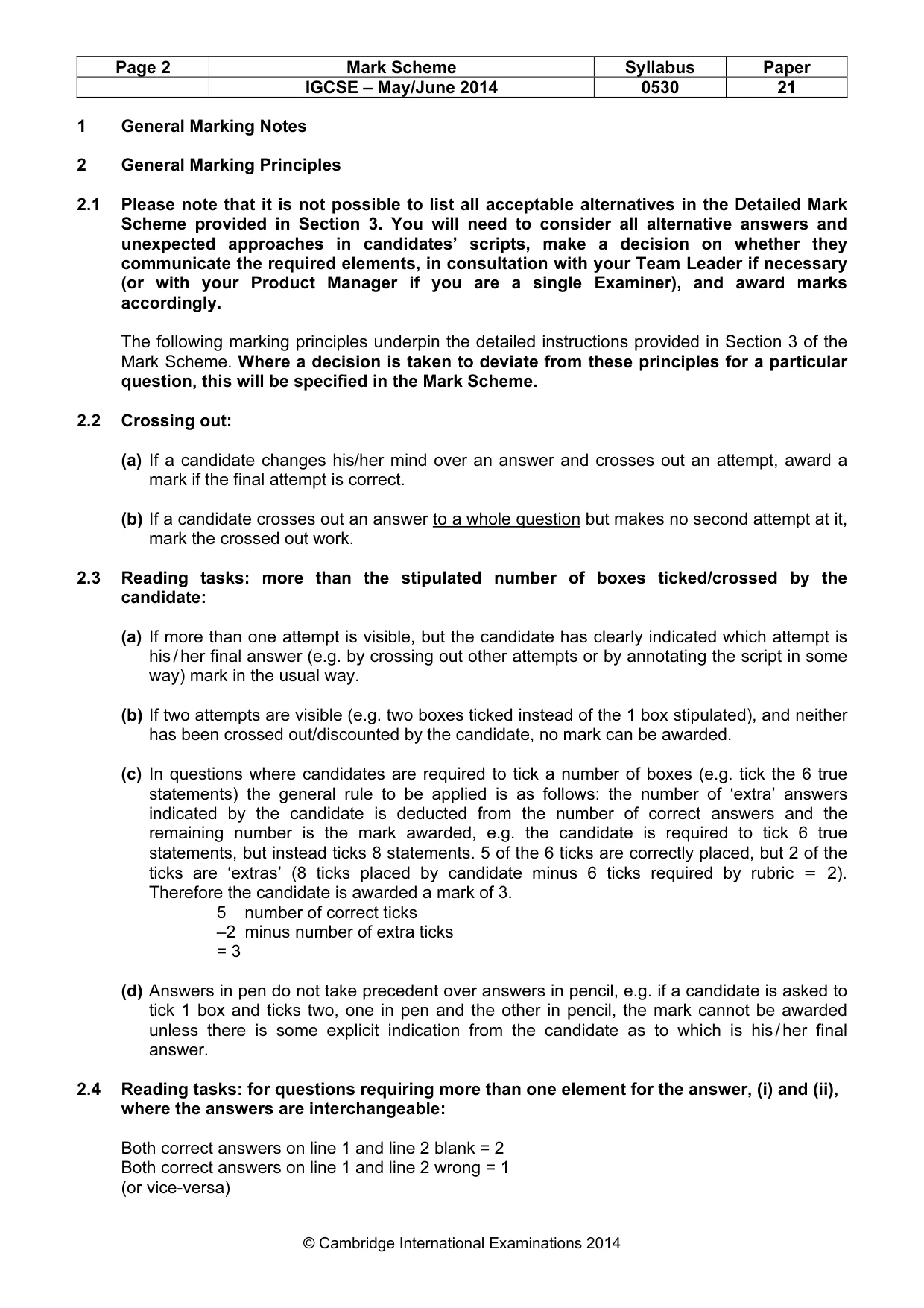 Mark scheme, page 2 of 14