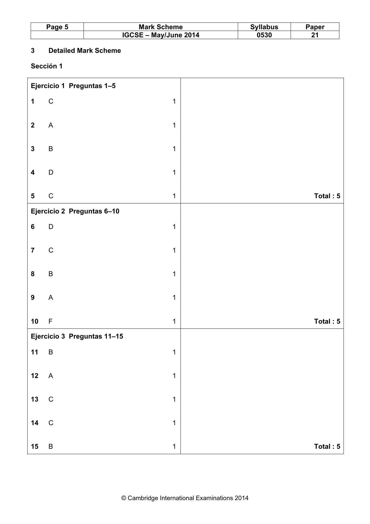 Mark scheme, page 5 of 14