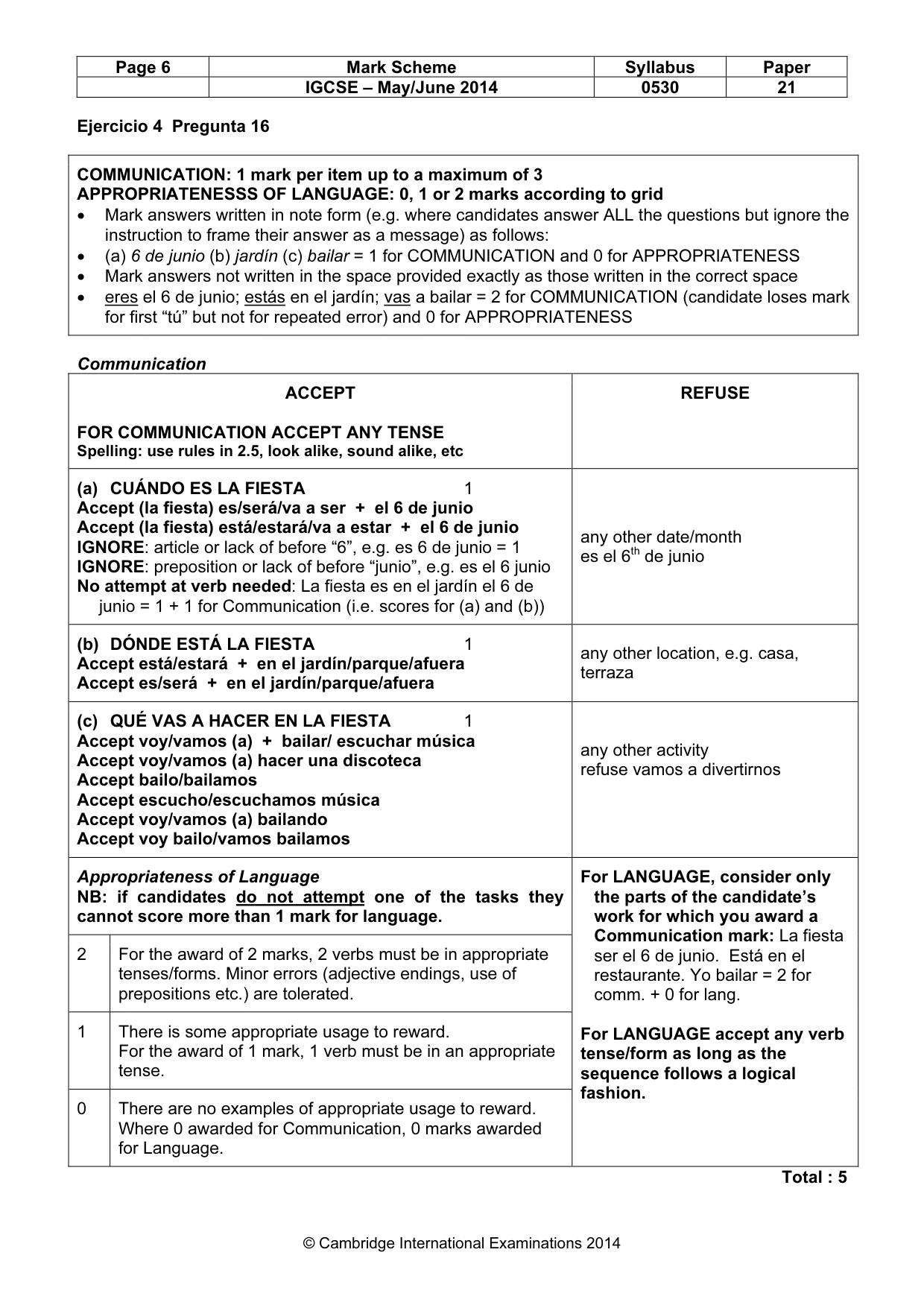 Mark scheme, page 6 of 14