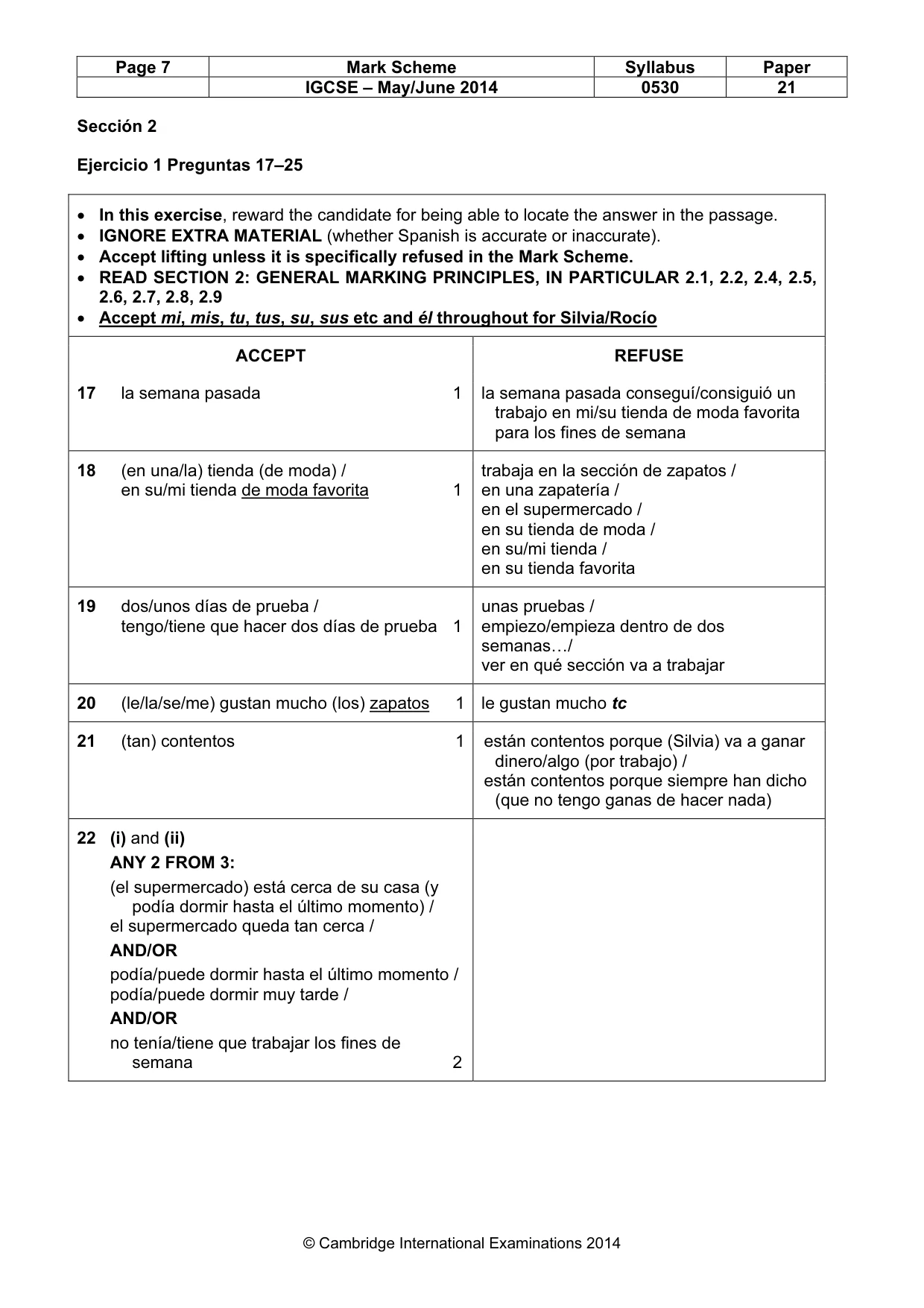Mark scheme, page 7 of 14