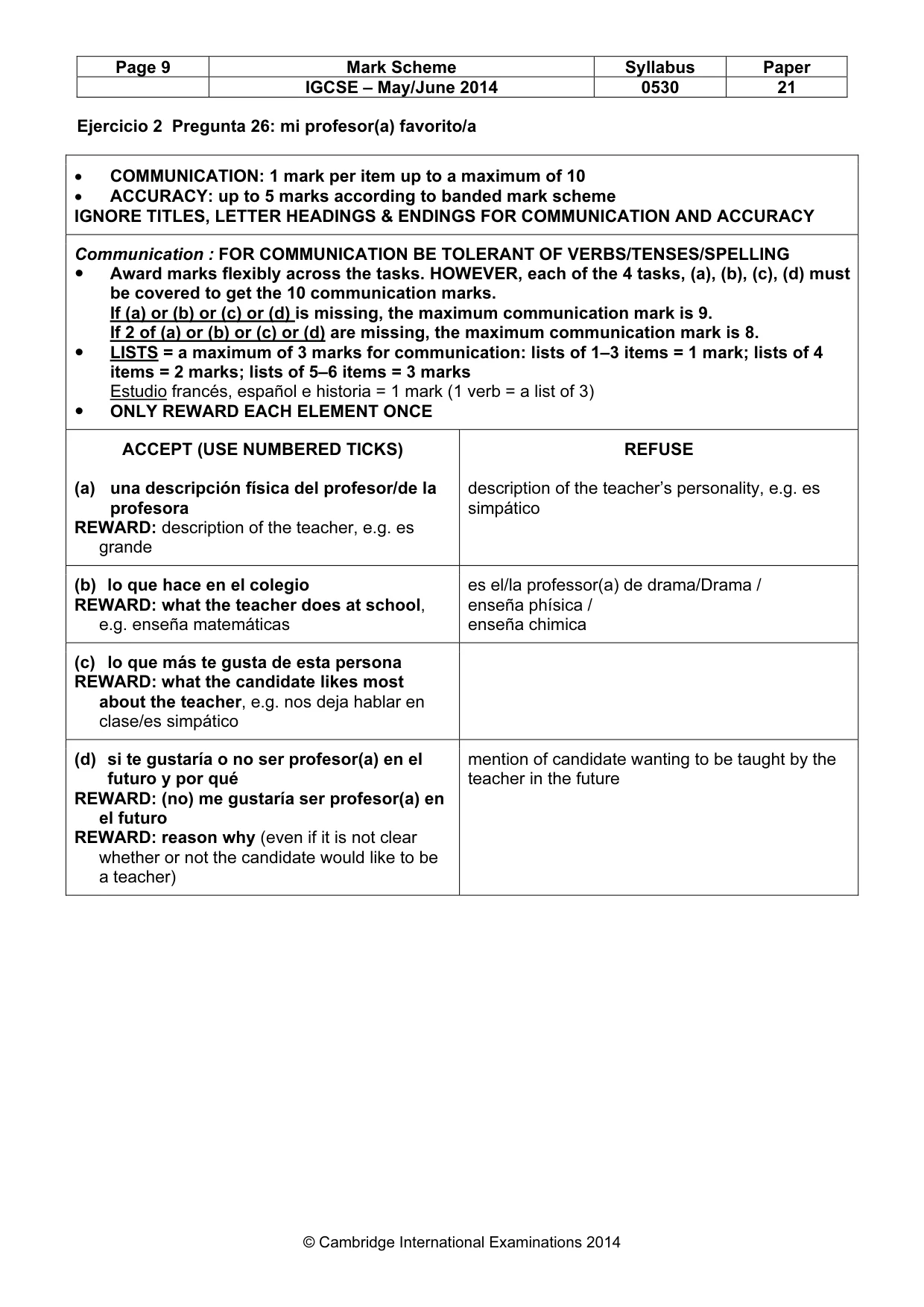 Mark scheme, page 9 of 14