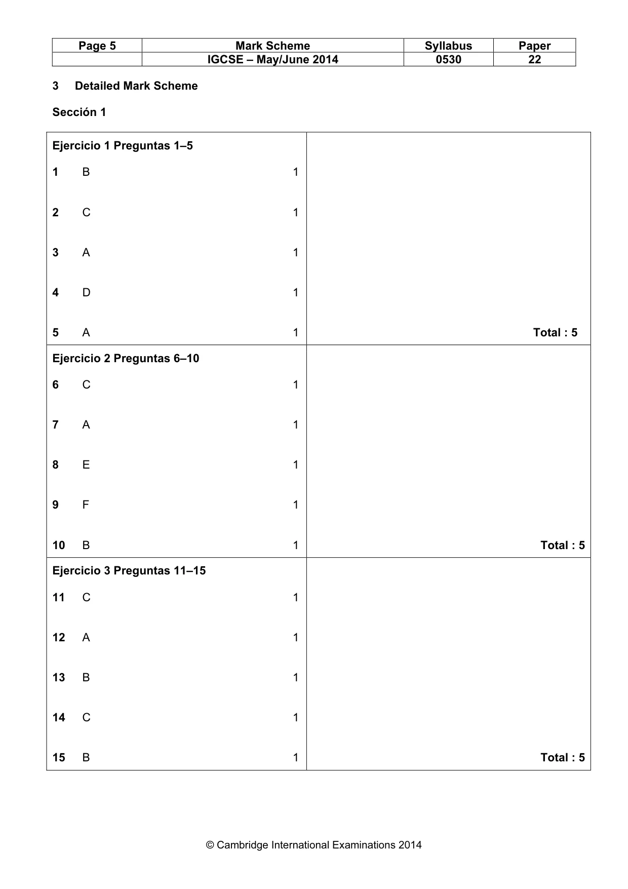 Mark scheme, page 5 of 14