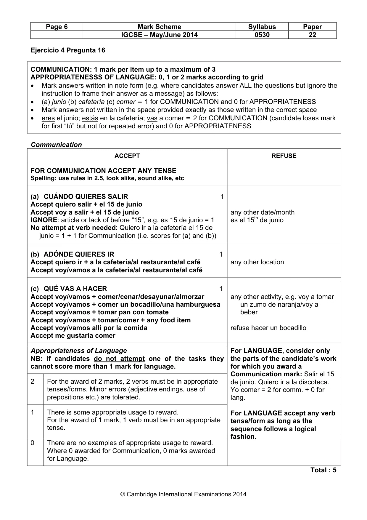 Mark scheme, page 6 of 14