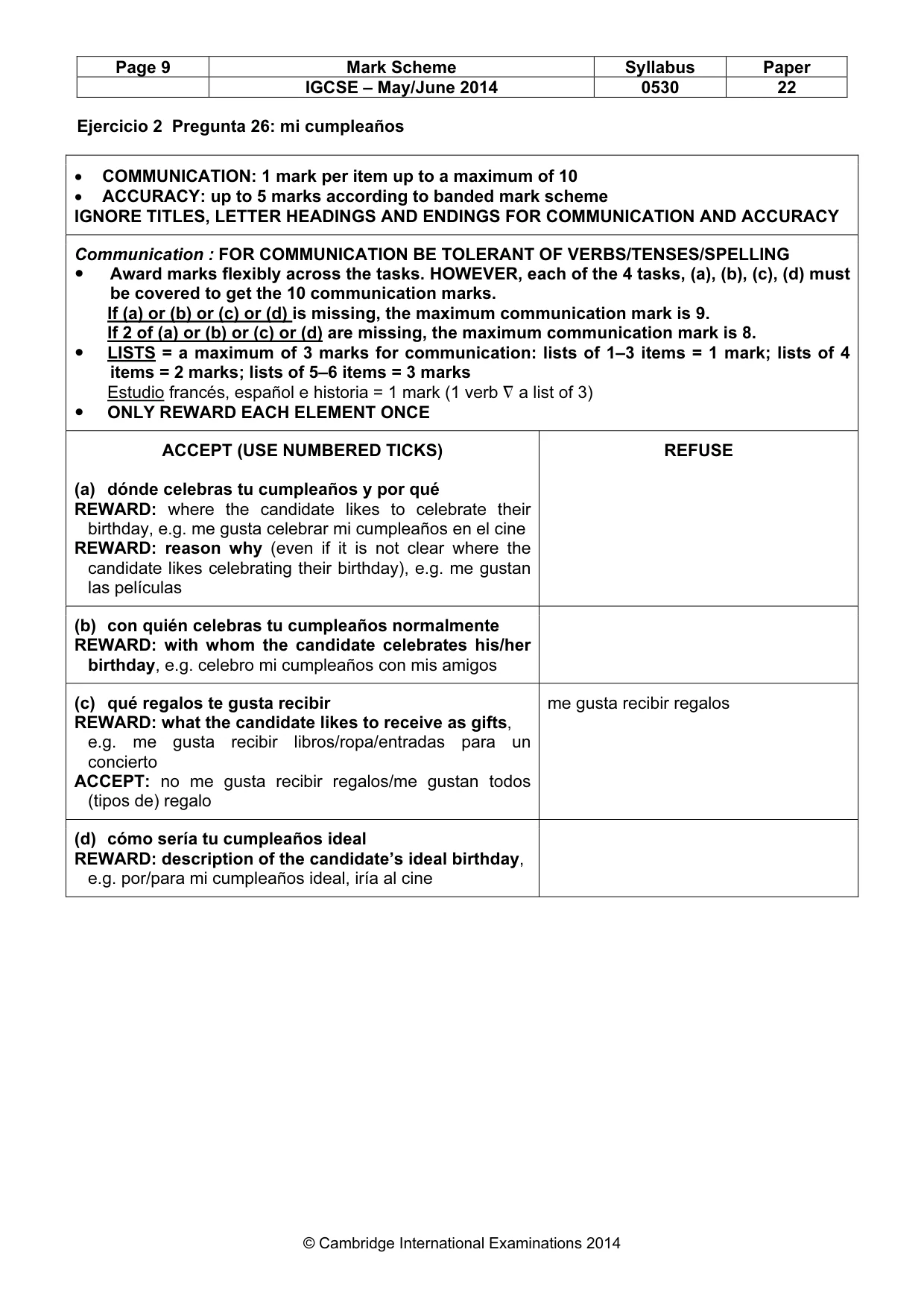 Mark scheme, page 9 of 14
