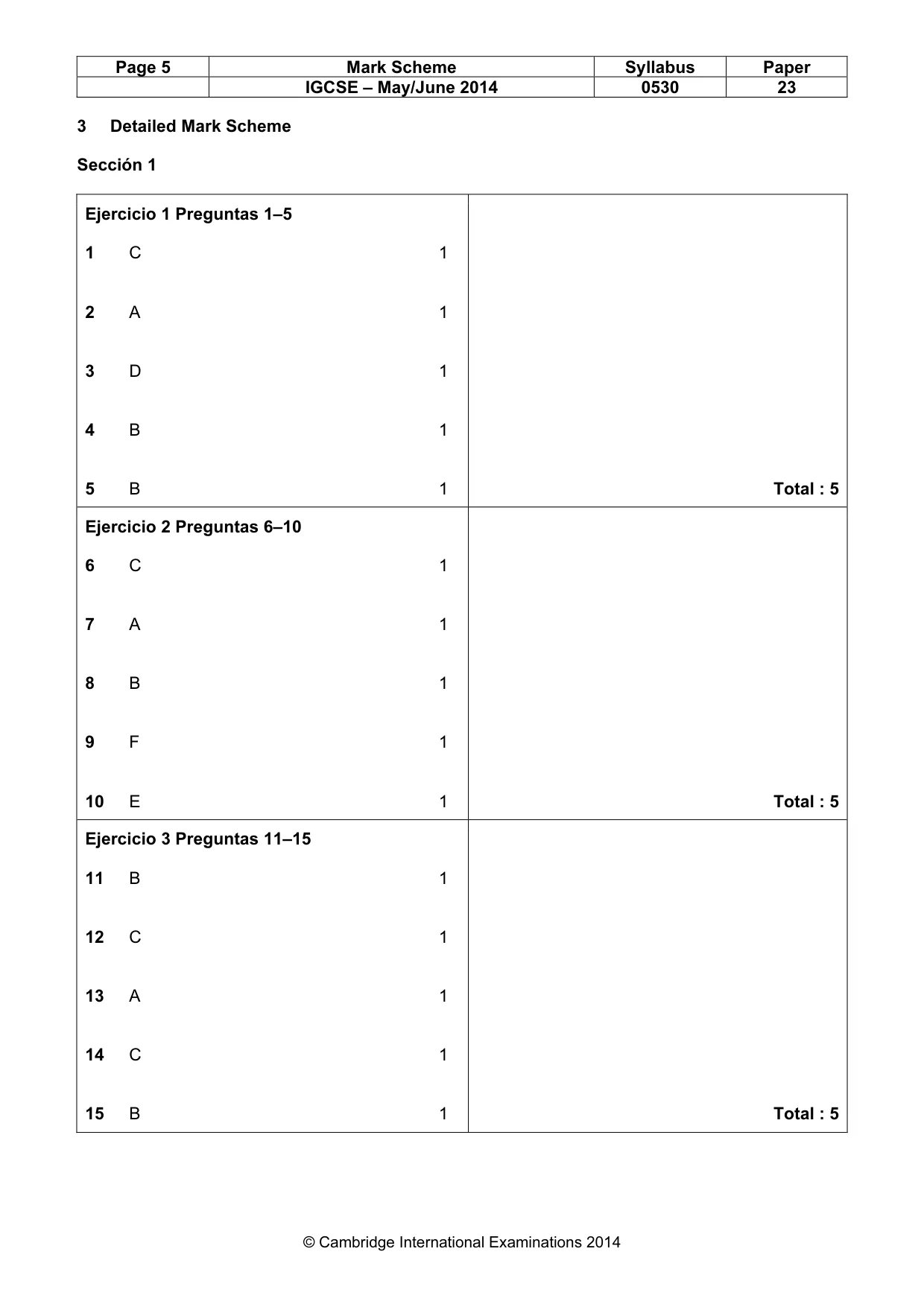 Mark scheme, page 5 of 14