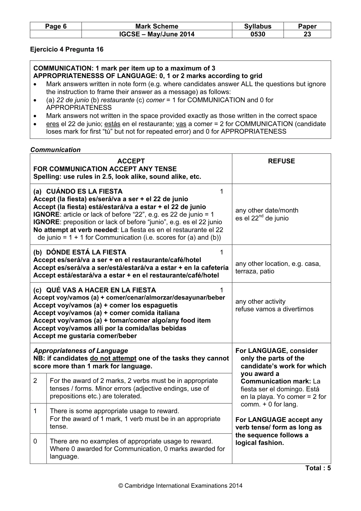 Mark scheme, page 6 of 14