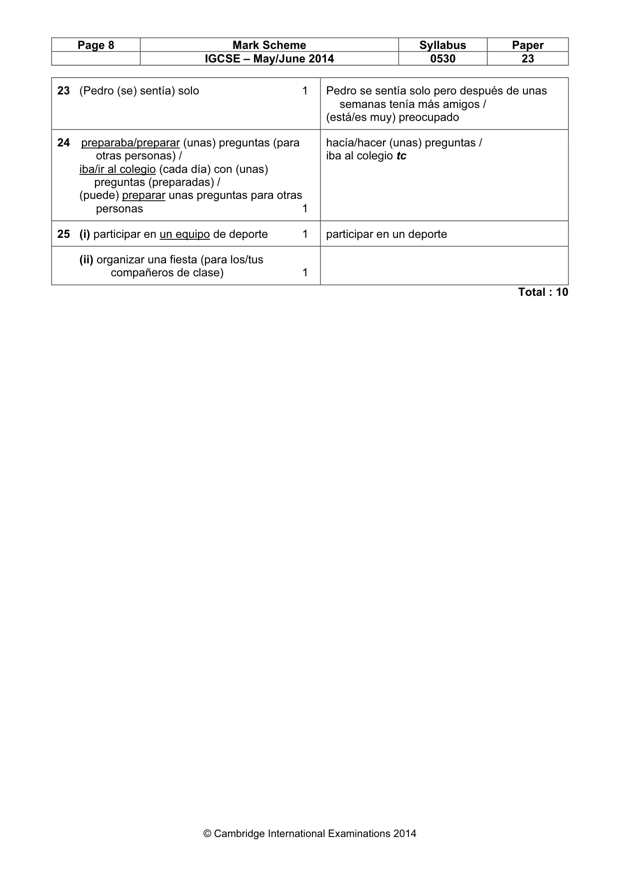 Mark scheme, page 8 of 14