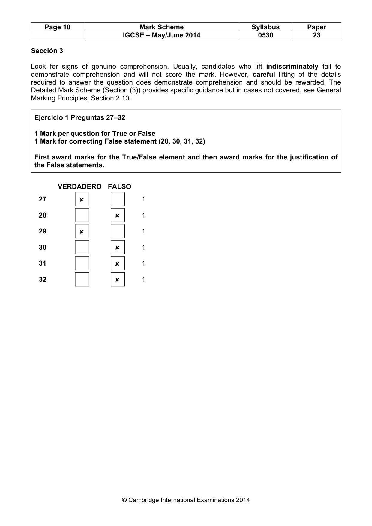 Mark scheme, page 10 of 14