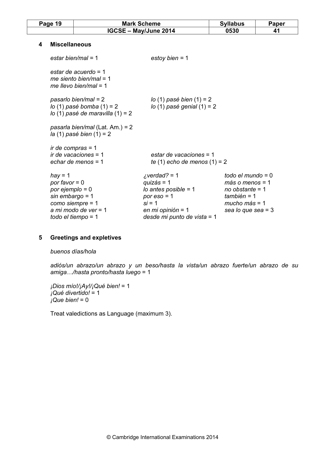 Mark scheme, page 19 of 20