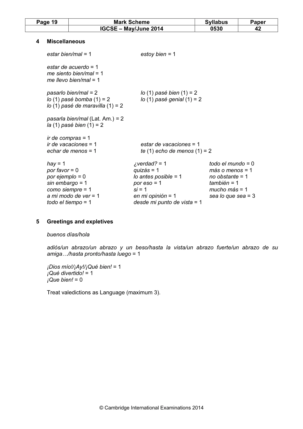 Mark scheme, page 19 of 20