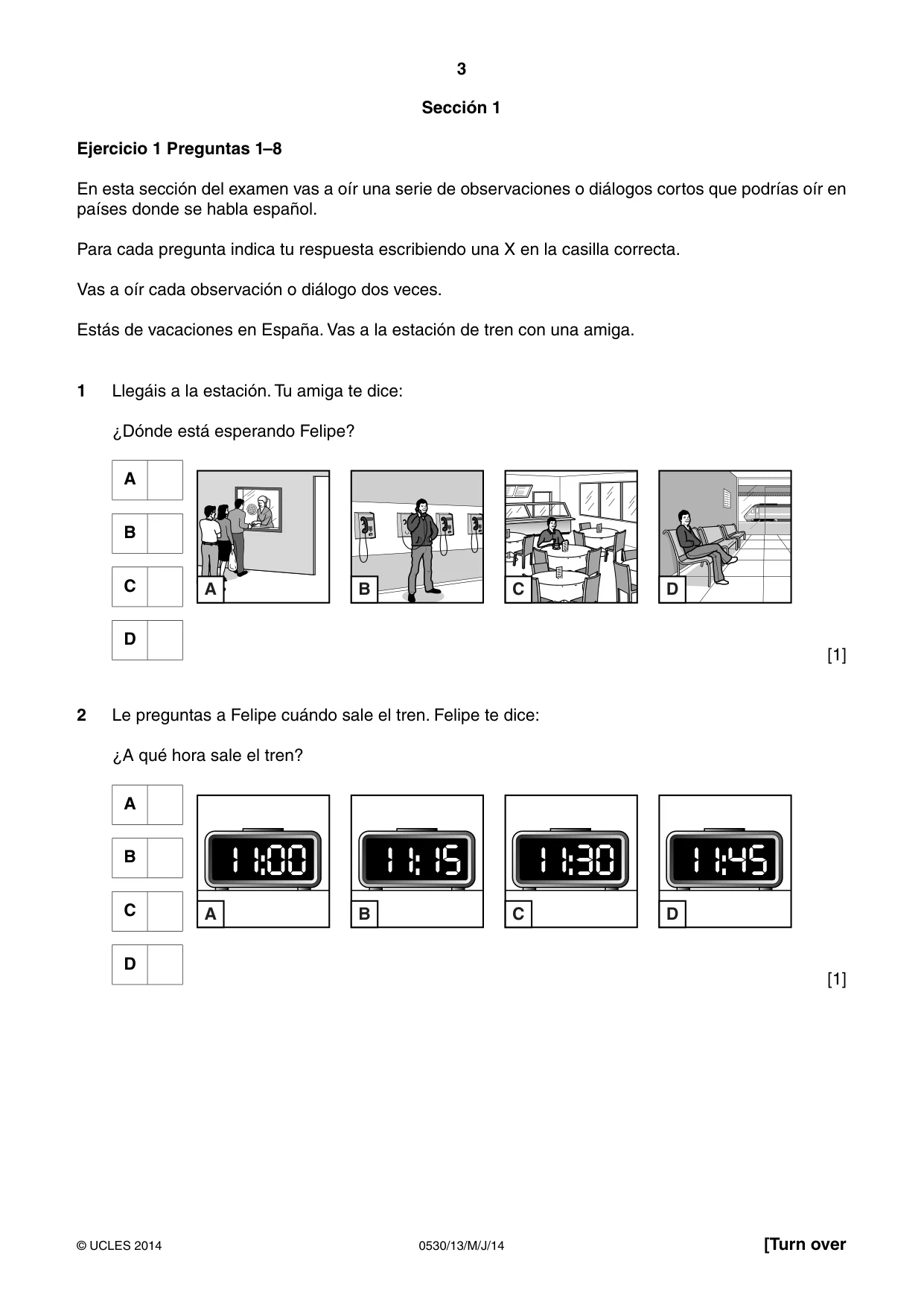Cambridge IGCSE Spanish - Foreign Language 0530 2014 May/June Paper 1 · Variant 3 question paper, page 3 of 12