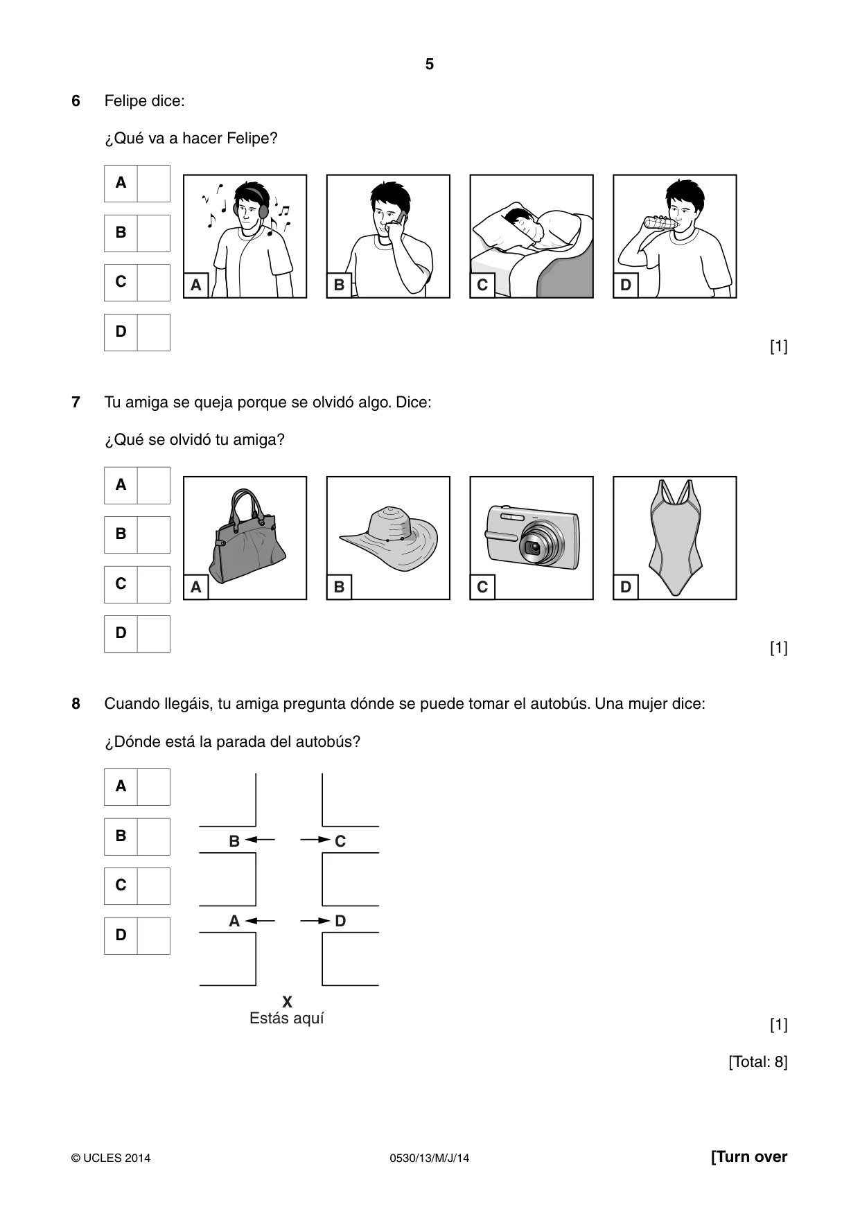 Cambridge IGCSE Spanish - Foreign Language 0530 2014 May/June Paper 1 · Variant 3 question paper, page 5 of 12
