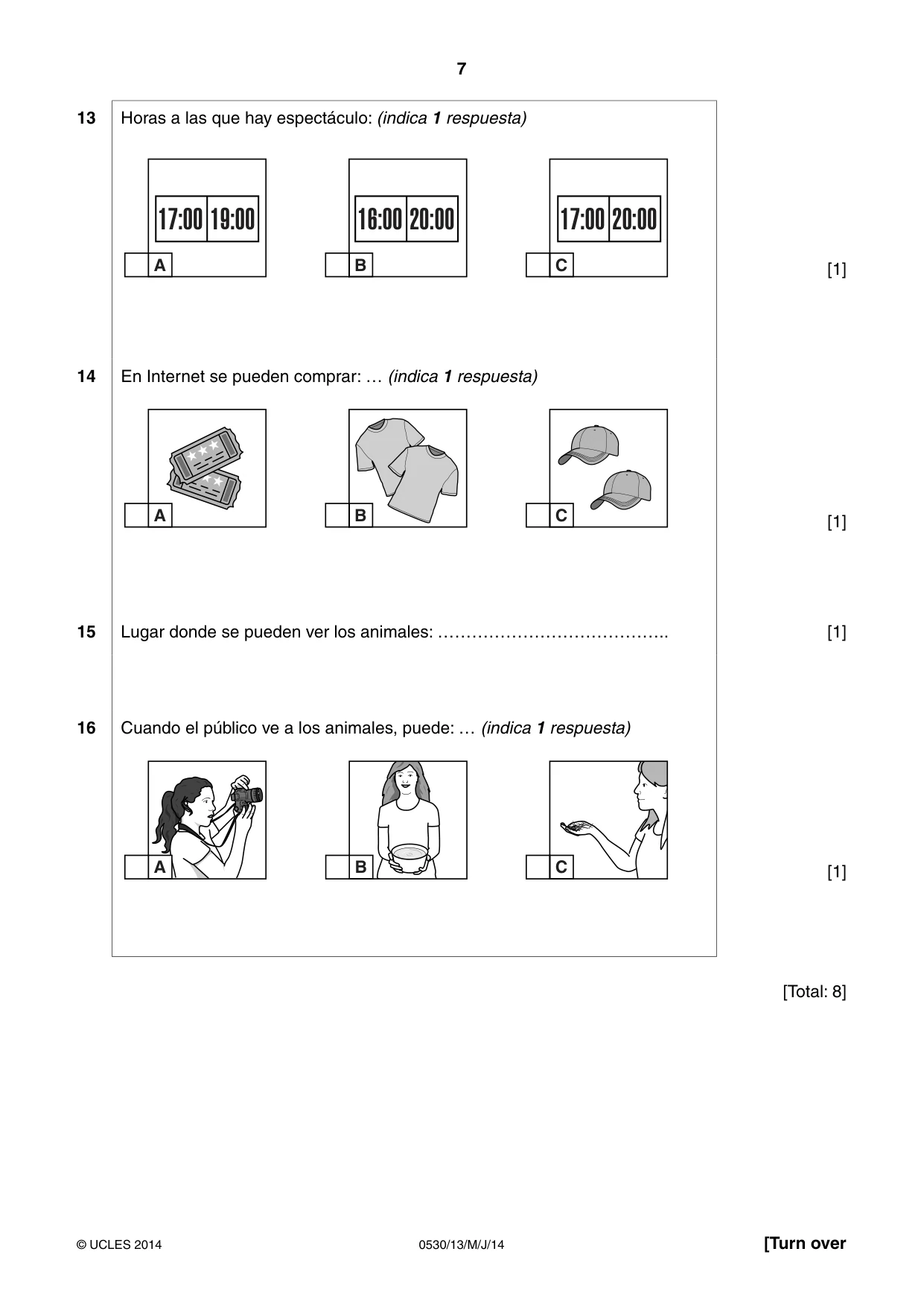 Cambridge IGCSE Spanish - Foreign Language 0530 2014 May/June Paper 1 · Variant 3 question paper, page 7 of 12