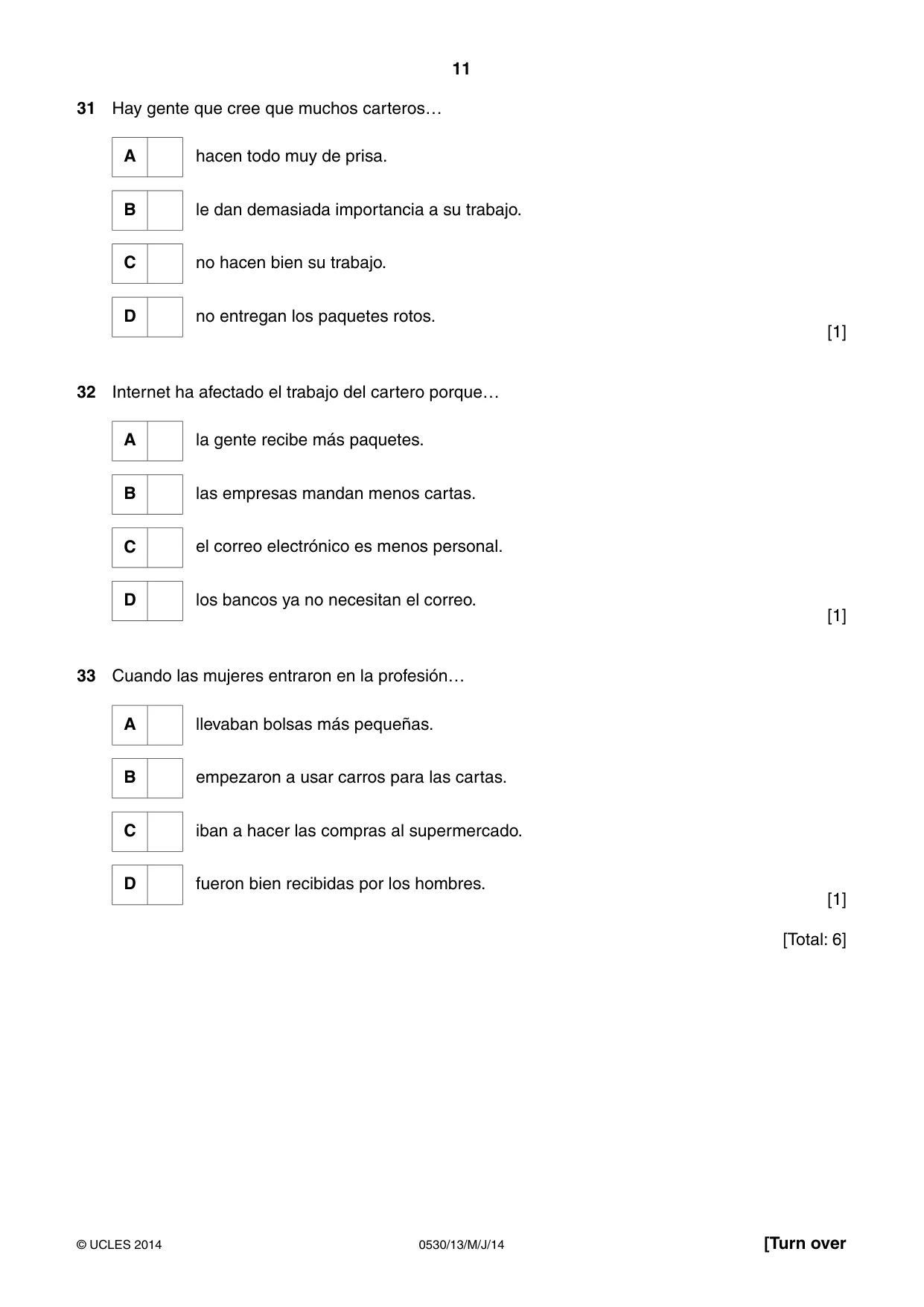 Cambridge IGCSE Spanish - Foreign Language 0530 2014 May/June Paper 1 · Variant 3 question paper, page 11 of 12