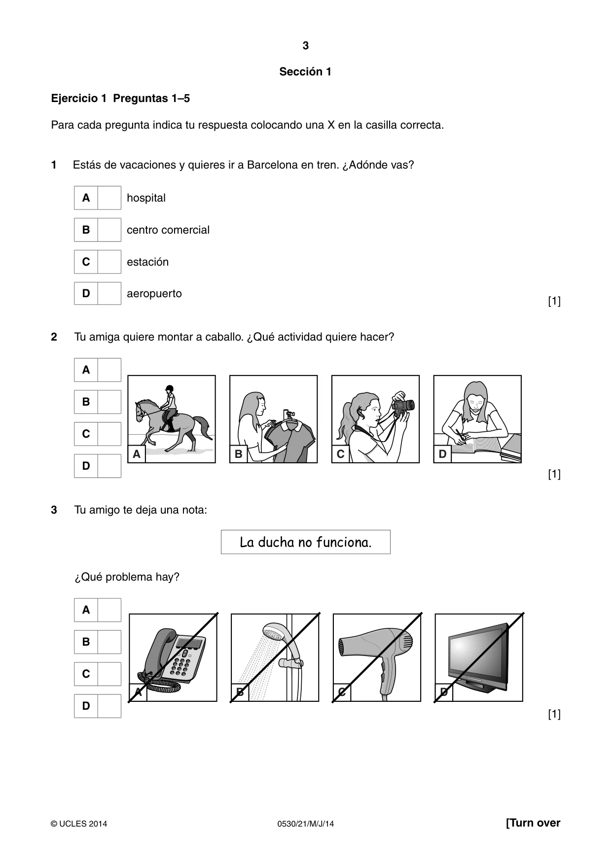 Cambridge IGCSE Spanish - Foreign Language 0530 2014 May/June Paper 2 · Variant 1 question paper, page 3 of 20