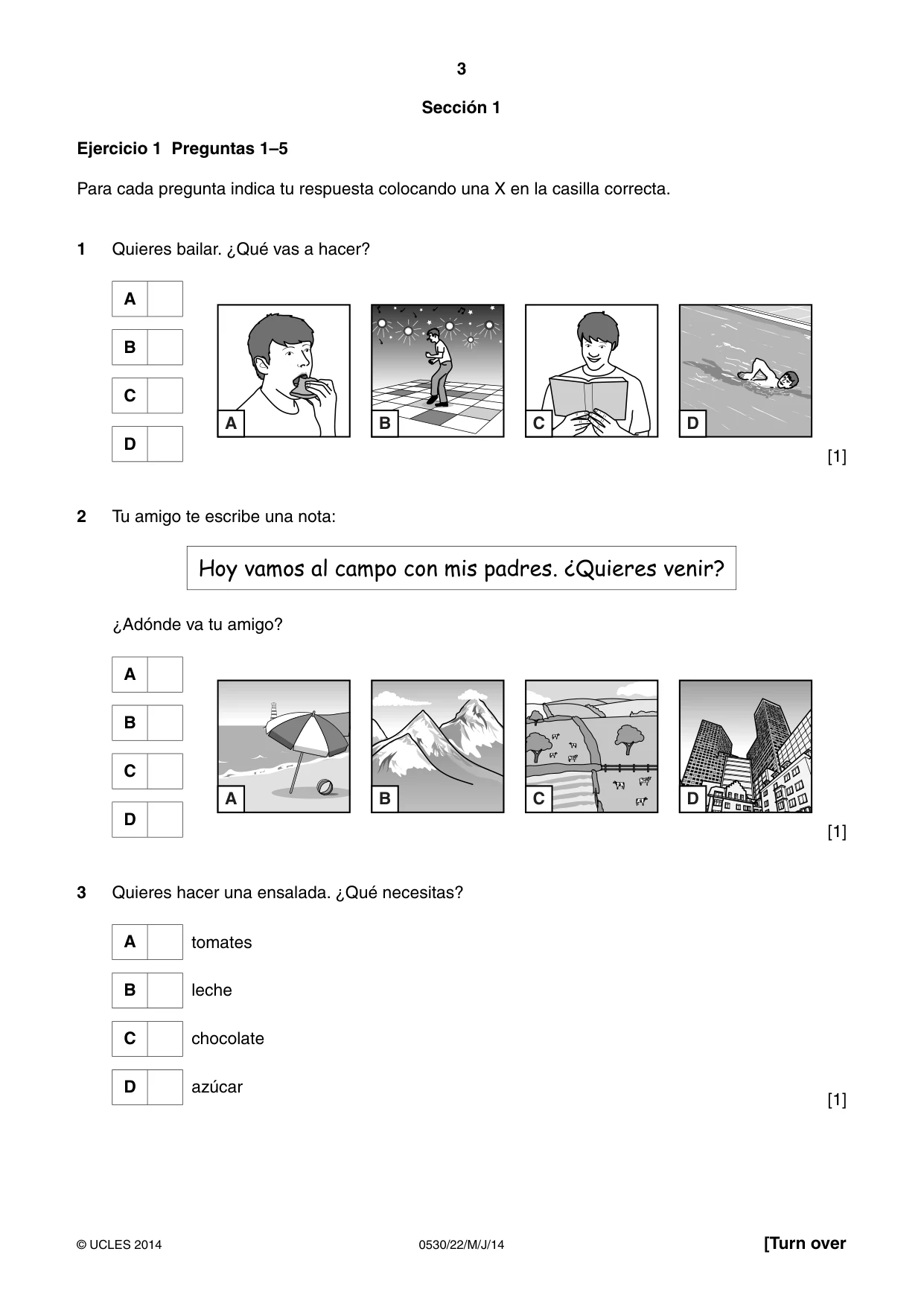 Cambridge IGCSE Spanish - Foreign Language 0530 2014 May/June Paper 2 · Variant 2 question paper, page 3 of 20