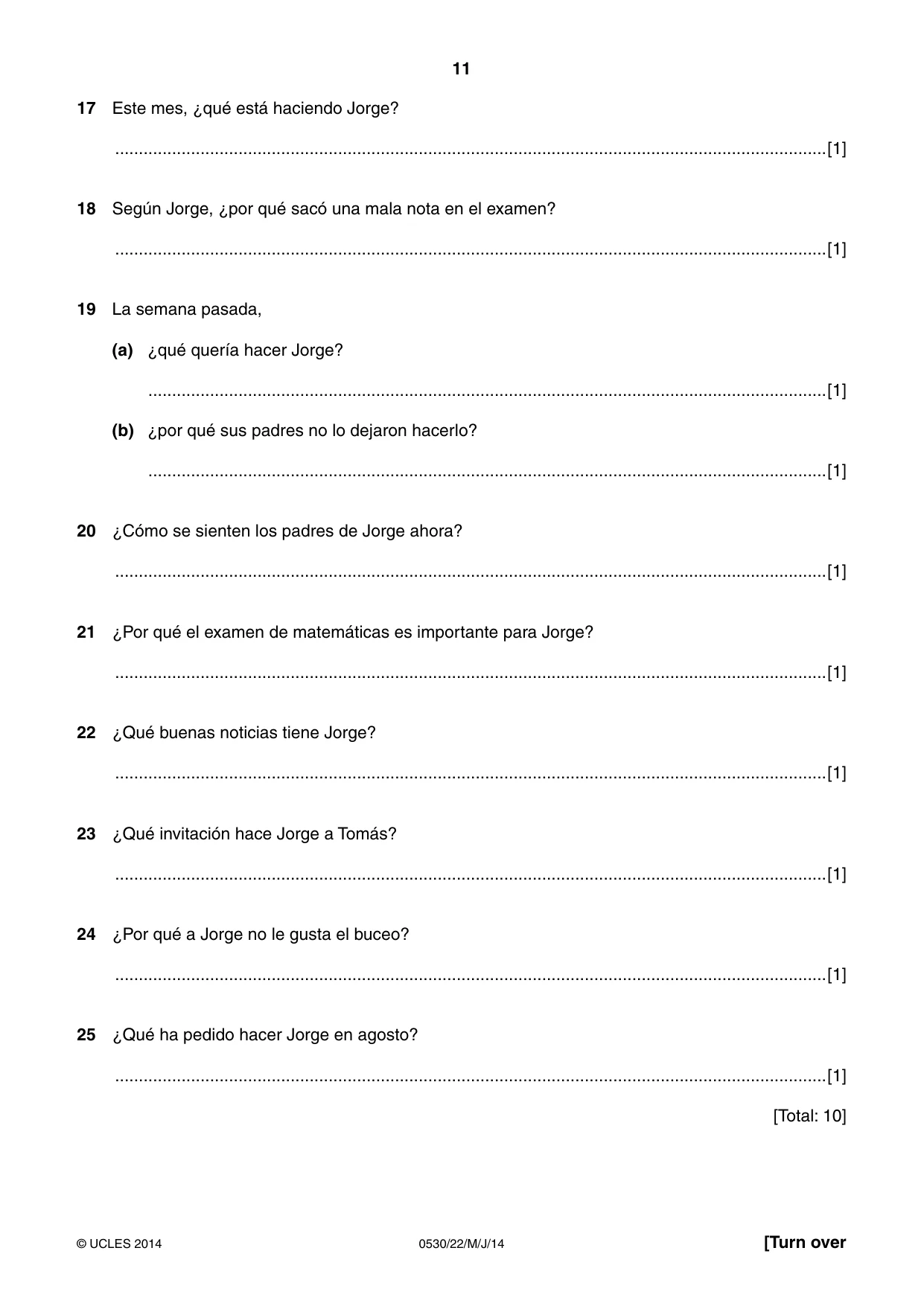 Cambridge IGCSE Spanish - Foreign Language 0530 2014 May/June Paper 2 · Variant 2 question paper, page 11 of 20
