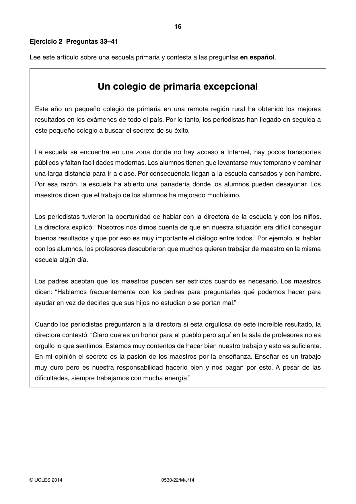 Cambridge IGCSE Spanish - Foreign Language 0530 2014 May/June Paper 2 · Variant 2 question paper, page 16 of 20