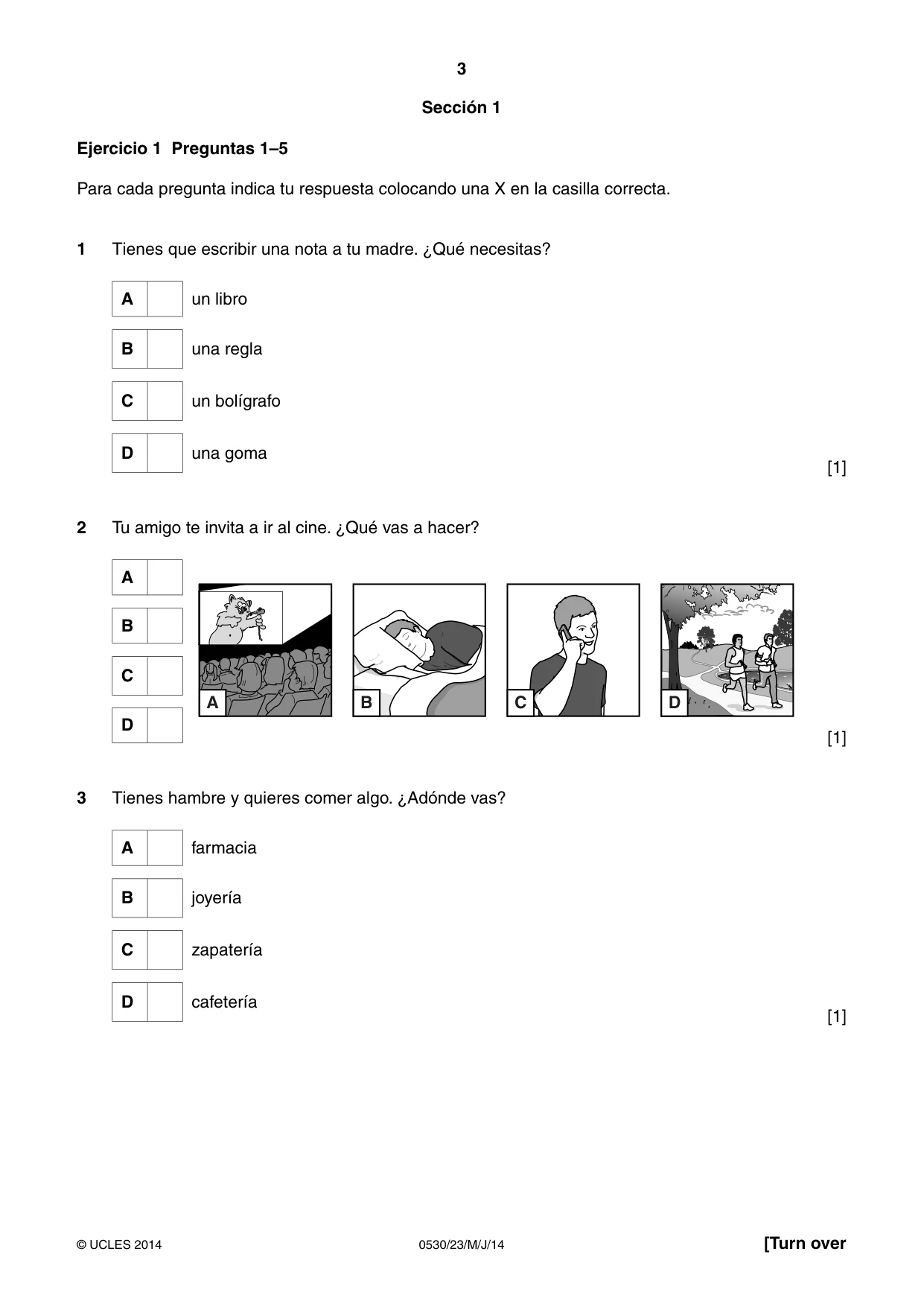 Cambridge IGCSE Spanish - Foreign Language 0530 2014 May/June Paper 2 · Variant 3 question paper, page 3 of 20
