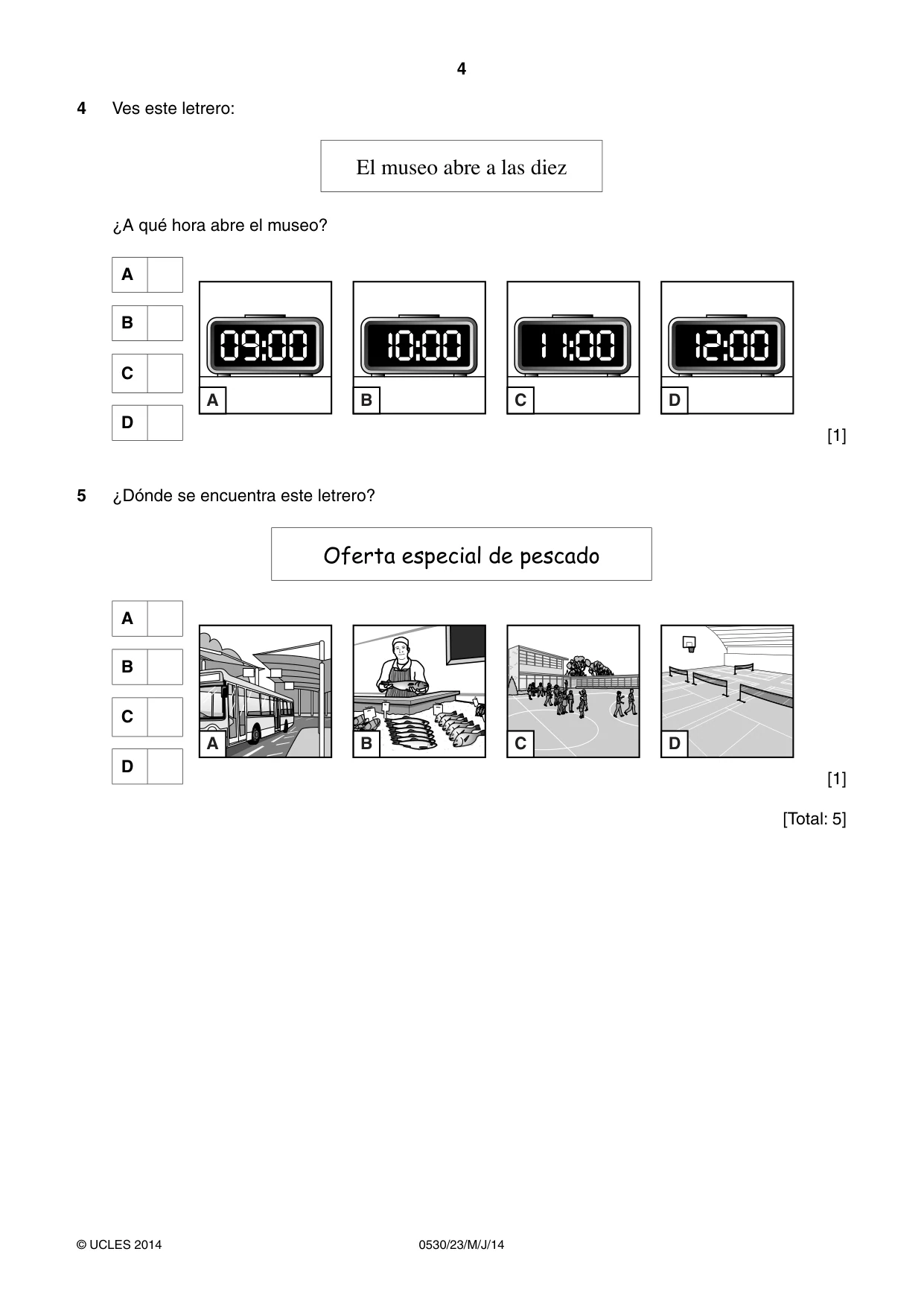 Cambridge IGCSE Spanish - Foreign Language 0530 2014 May/June Paper 2 · Variant 3 question paper, page 4 of 20