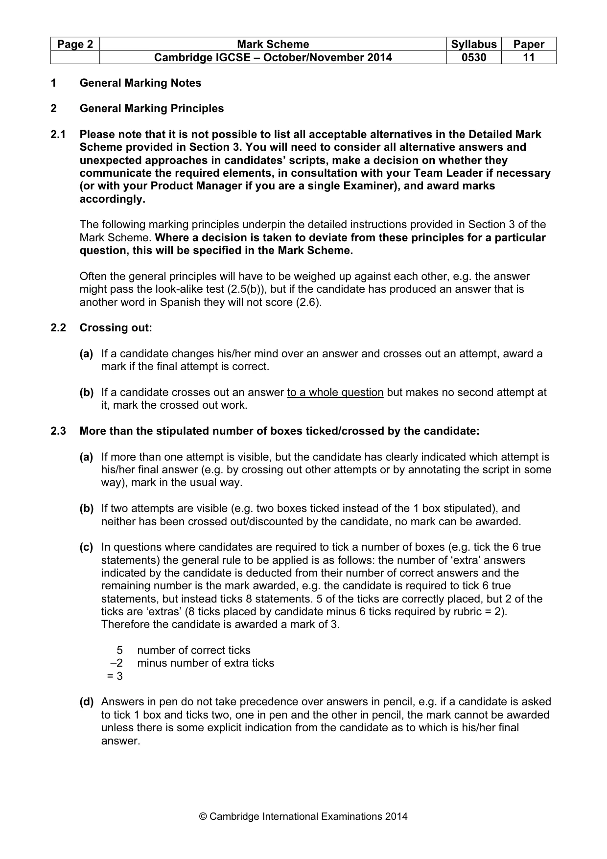 Mark scheme, page 2 of 9