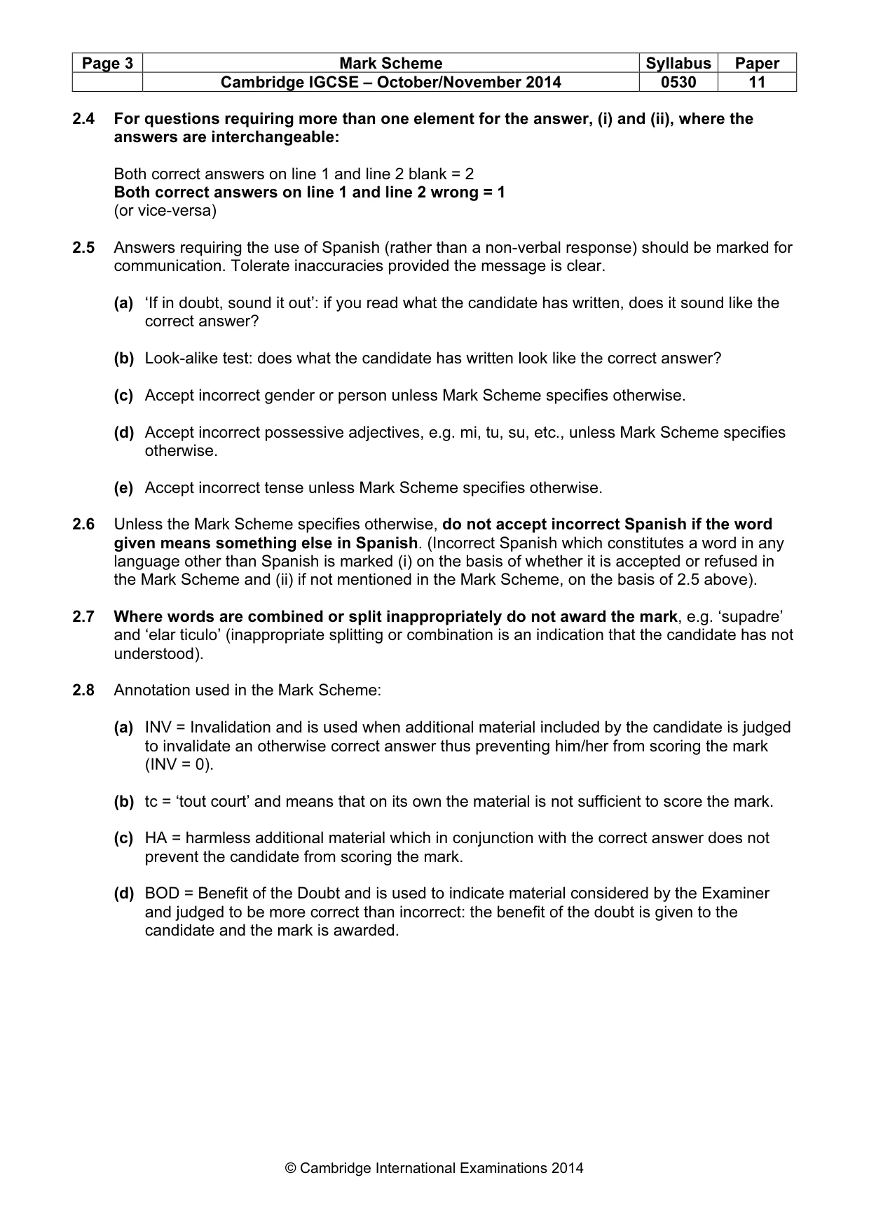 Mark scheme, page 3 of 9