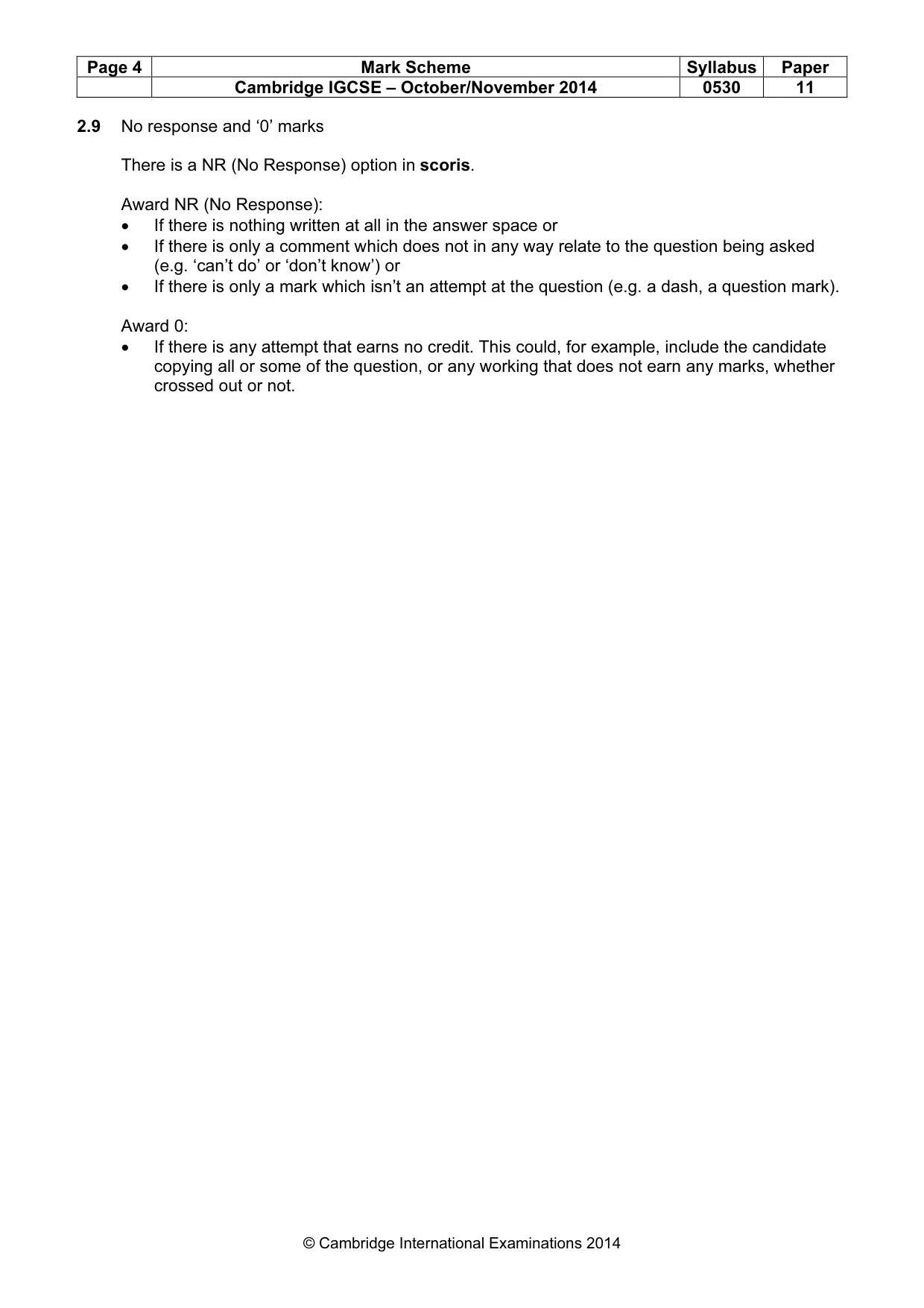 Mark scheme, page 4 of 9
