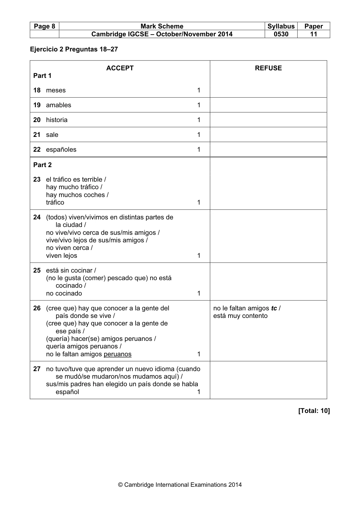 Mark scheme, page 8 of 9