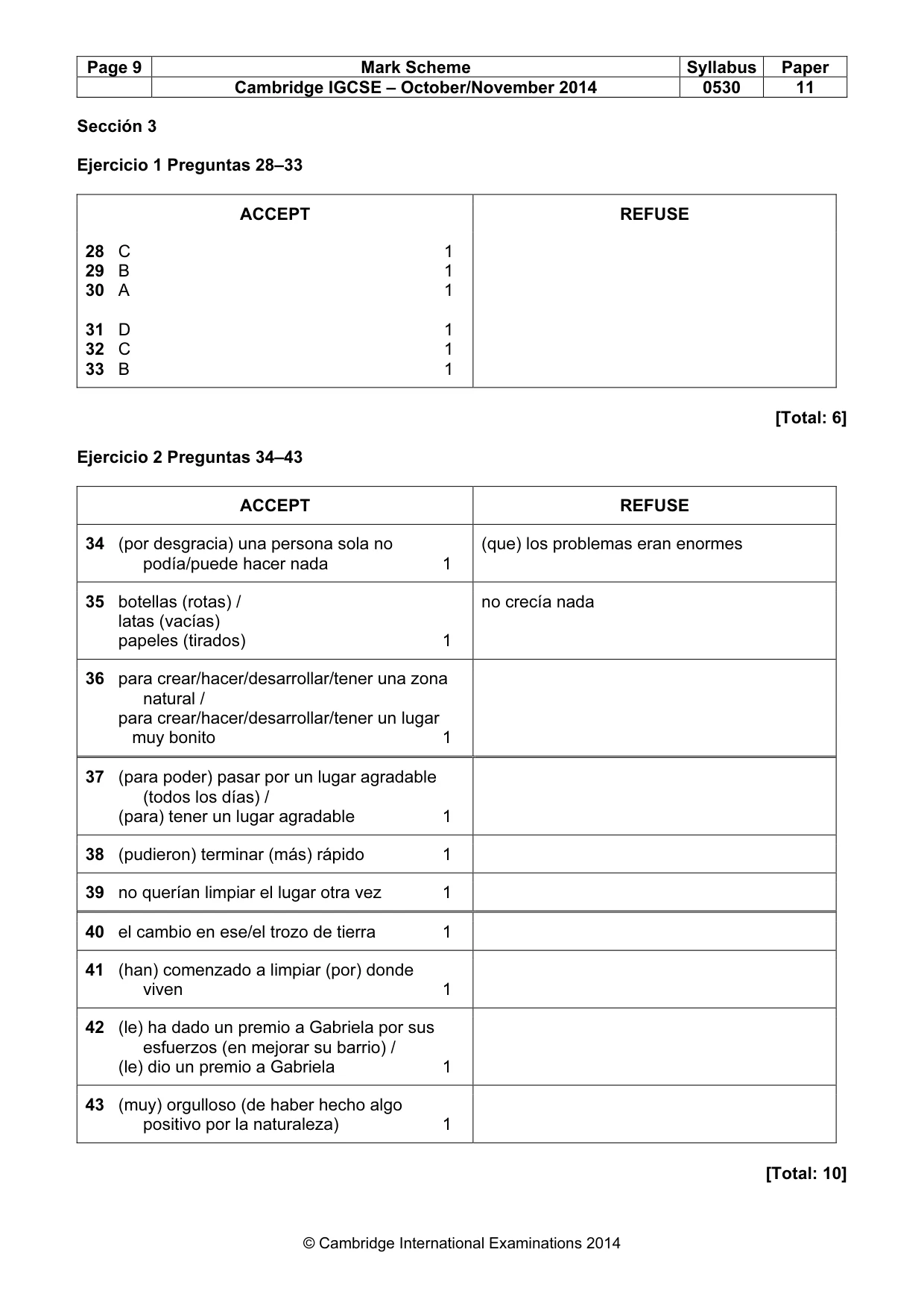Mark scheme, page 9 of 9