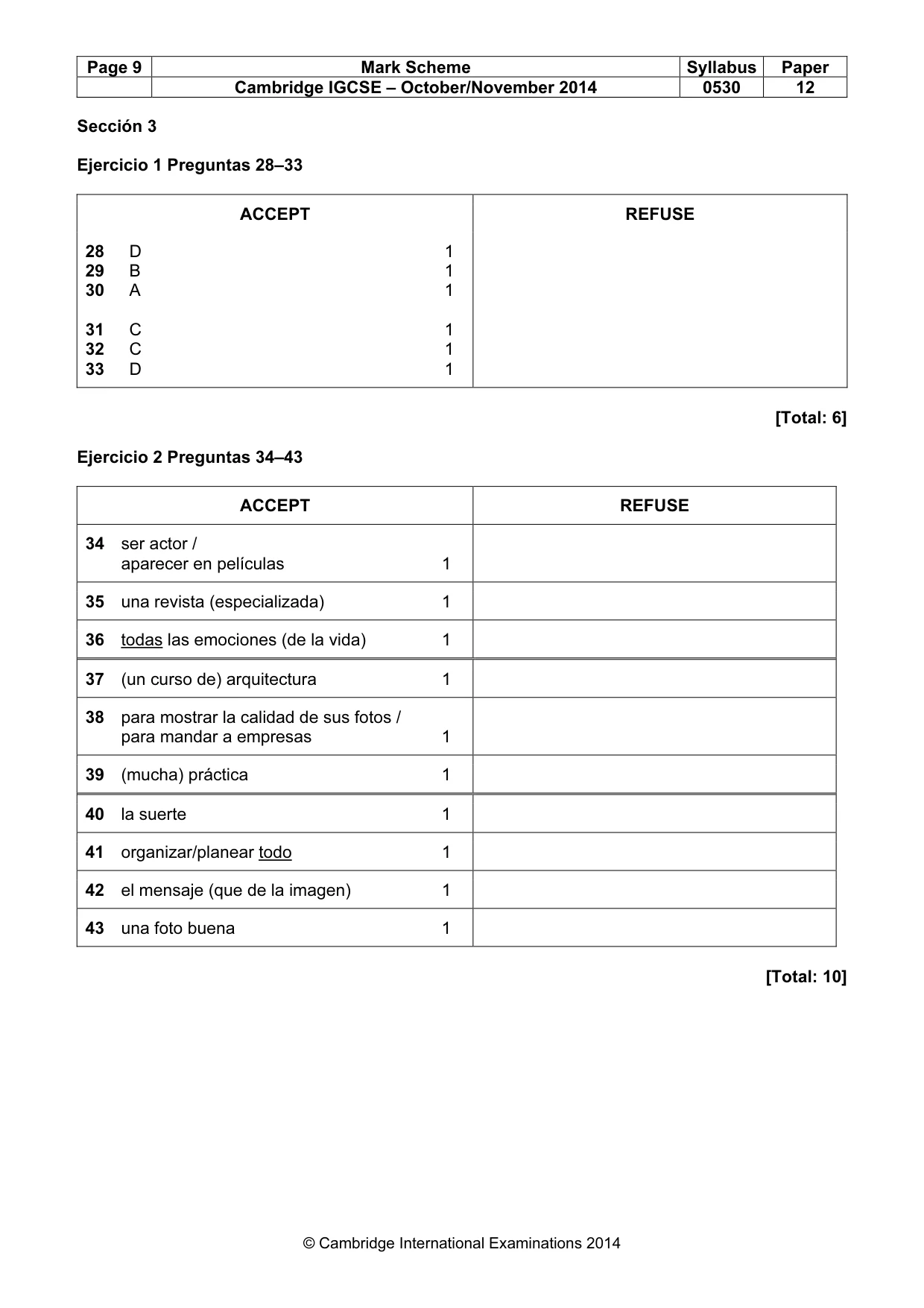 Mark scheme, page 9 of 9