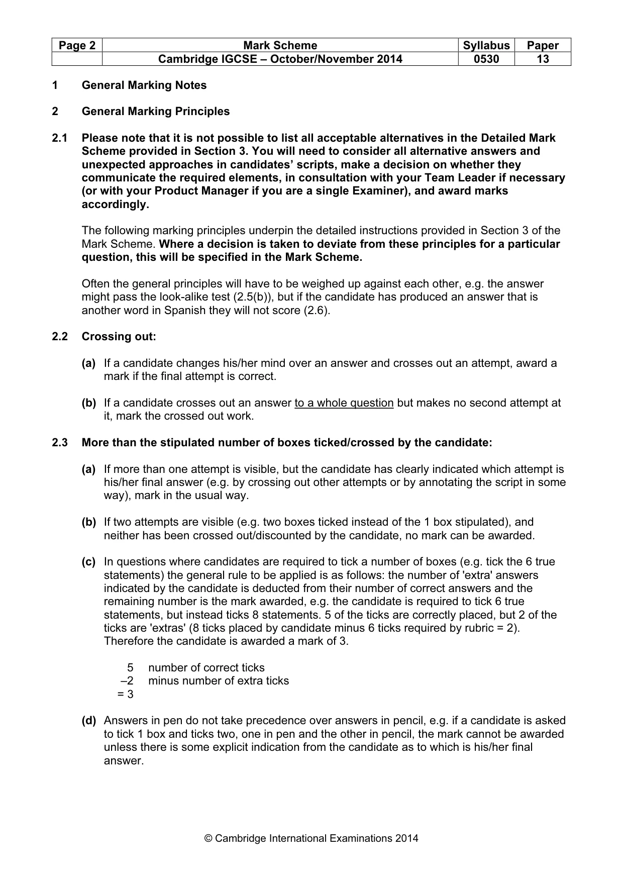 Mark scheme, page 2 of 9