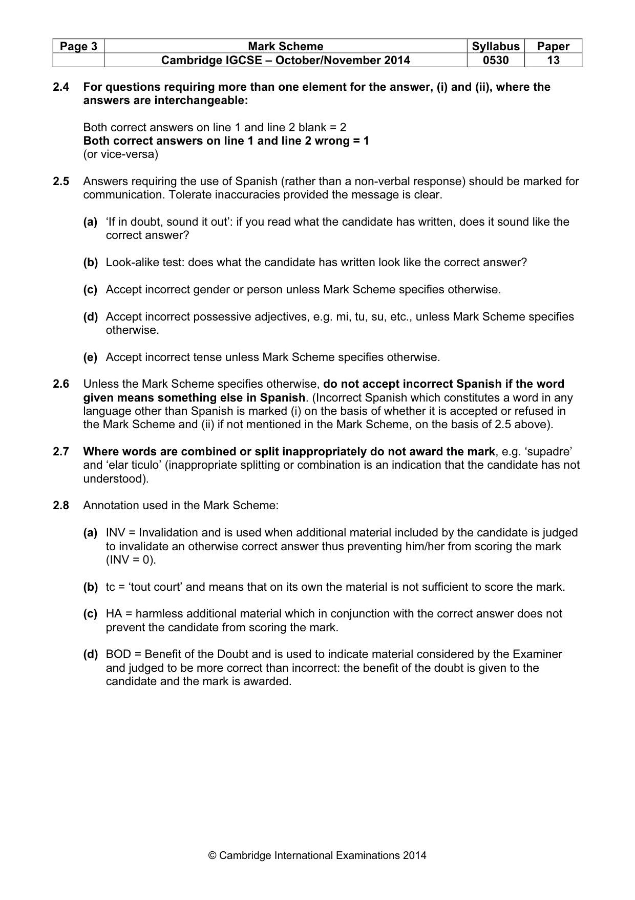 Mark scheme, page 3 of 9