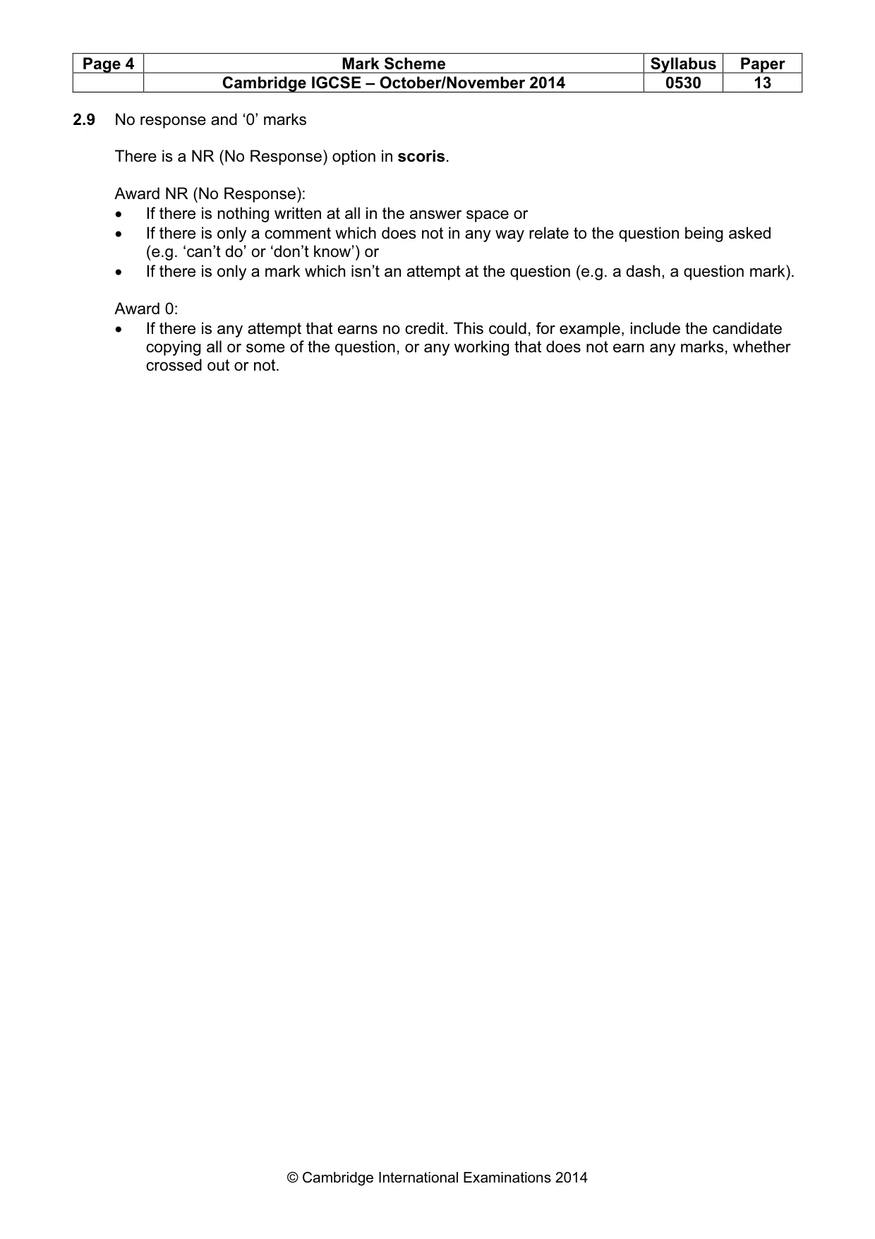 Mark scheme, page 4 of 9