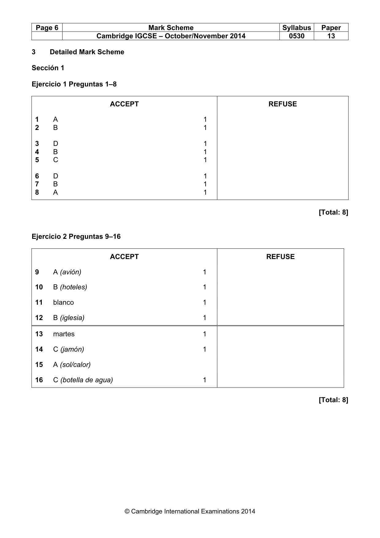 Mark scheme, page 6 of 9