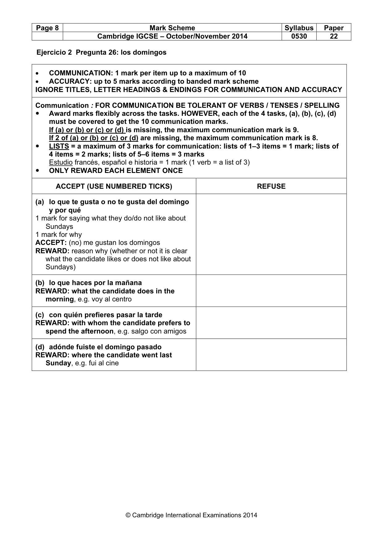 Mark scheme, page 8 of 12